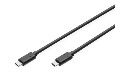 DIGITUS USB Type-C Anschlusskabel, USB-C zu USB-C - USB 2.0 - 3 A - 3 m - unterstützt Stromversorgung - Schwarz