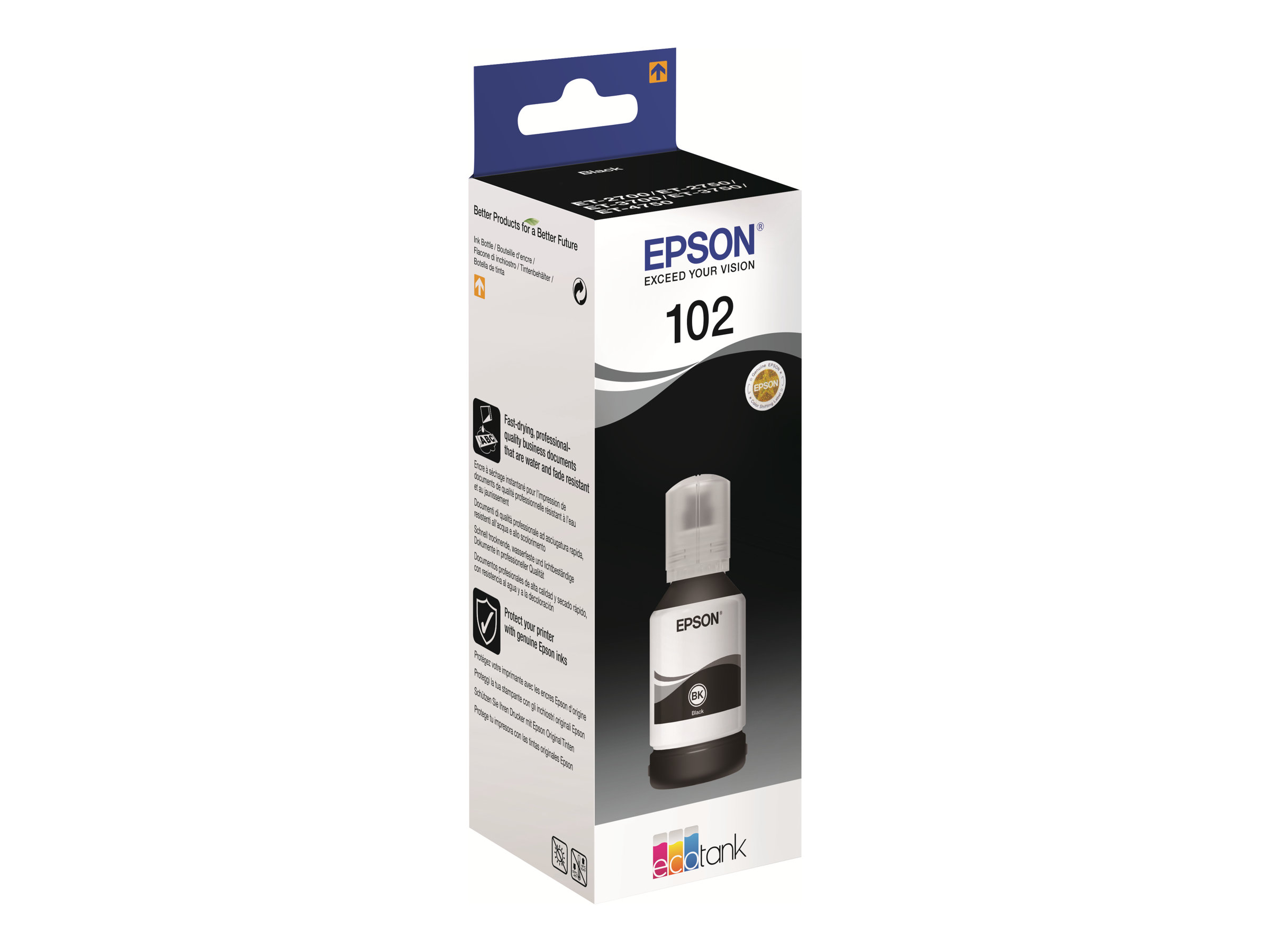 Epson EcoTank 102 - 127 ml - Schwarz - original - - für EcoTank ET-15000 - 2750 - 2751 - 2756 - 2850 - 2851 - 2856 - 2955 - 3850 - 4750 - 4850 - 4856 - 4951 Epson EcoTank 102 - 127 ml - Schwarz - original - - für EcoTank ET-15000 - 2750 - 2751 - 2756 - 2850 - 2851 - 2856 - 2955 - 3850 - 4750 - 4850 - 4856 - 4951