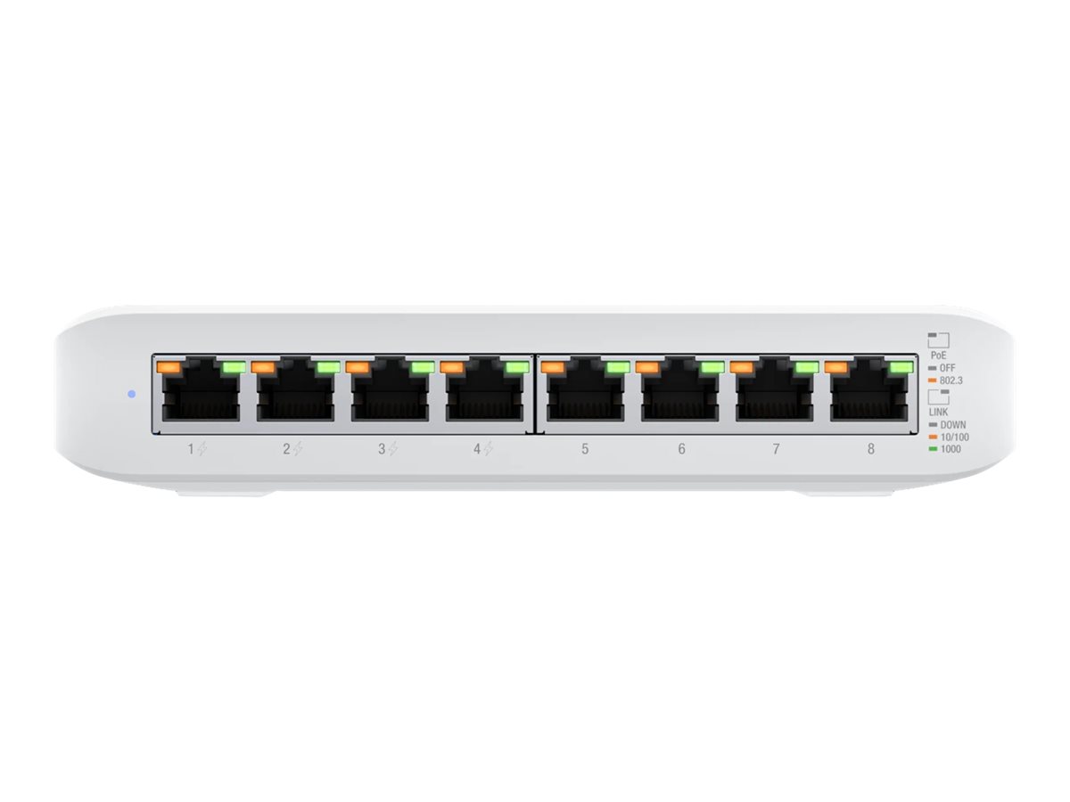 UbiQuiti UniFi Switch Lite USW-Lite-8-POE Switch managed 8 x 10/100/1000 (4 PoE+) - Desktop - wandmontierbar - PoE+ (52 W)