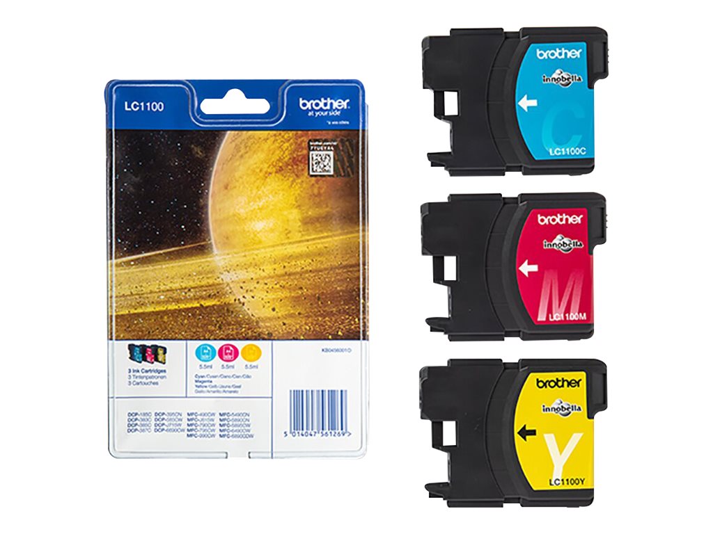 Brother LC1100 Rainbow Pack - Gelb, Cyan, Magenta - original - Blister mit Diebstahlsicherung - Tintenpatrone - für Brother DCP-385 - 6690 - MFC-490 - 5490 - 5890 - 6490 - 6890 - 790 - 990