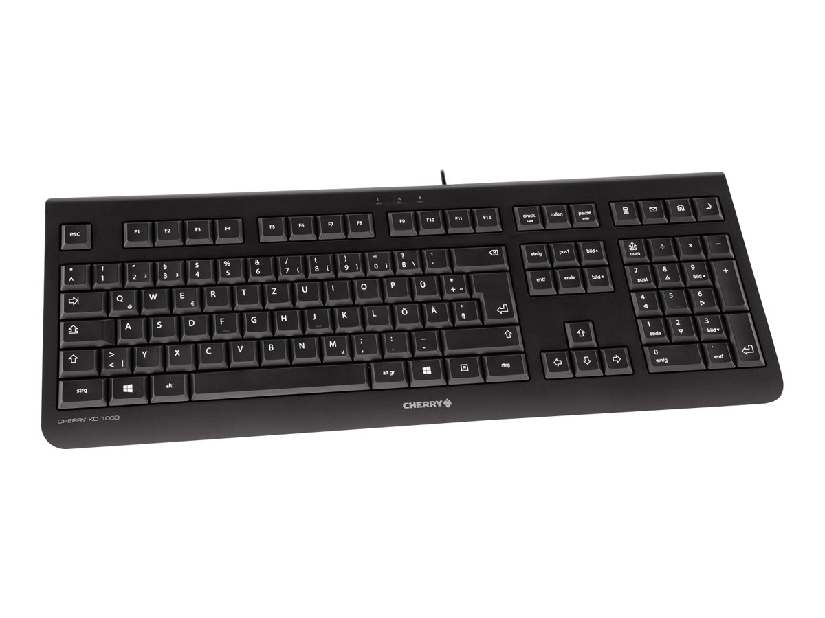CHERRY KC 1000 - Tastatur - Deutsch - Schwarz - USB - USB 2.0 - Multimedia-Tasten - Deutschland - CE - FCC - TÜV/GS CHERRY KC 1000 - Tastatur - Deutsch - Schwarz - USB - USB 2.0 - Multimedia-Tasten - Deutschland - CE - FCC - TÜV/GS