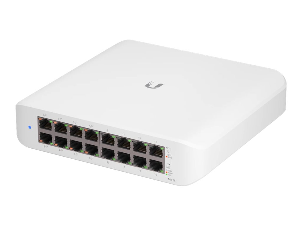Ubiquiti UniFi Switch Lite USW-Lite-16-POE - Switch - managed - 16 x 10/100/1000 (8 PoE+) - Desktop - wandmontierbar - PoE+ (45 W)