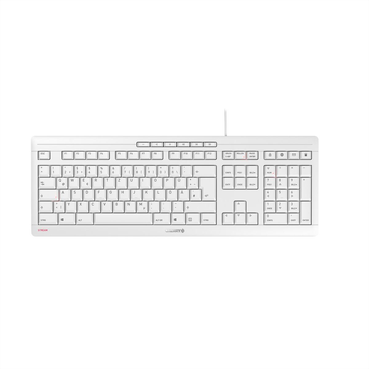 STREAM JK-8500 - Tastatur - USB - Grau JK-8500 Stream Keyboard, DE - Tastenschalter: CHERRY SX - White Gray