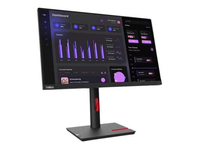 Lenovo ThinkVision T24i-30 - LED-Monitor - 60.5 cm (23.8") - 1920 x 1080 Full HD (1080p) @ 60 Hz - IPS - 250 cd/m² - 1000:1 - 4 ms - HDMI - VGA - DisplayPort - Raven Black - Campus - für ThinkPad P15 Gen 2 20YQ