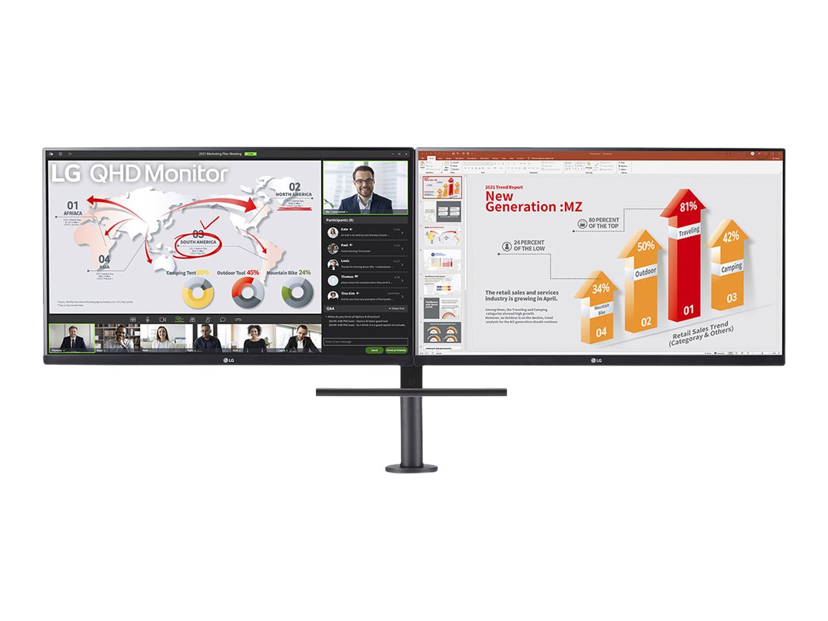 LG Ergo Dual 27QP88DP-BS - LED-Monitor - 68.466 cm - 2560 x 1440 QHD @ 75 Hz - IPS - 350 cd/m² - 1000:1 - HDR10 - 5 ms - HDMI - DisplayPort - USB-C