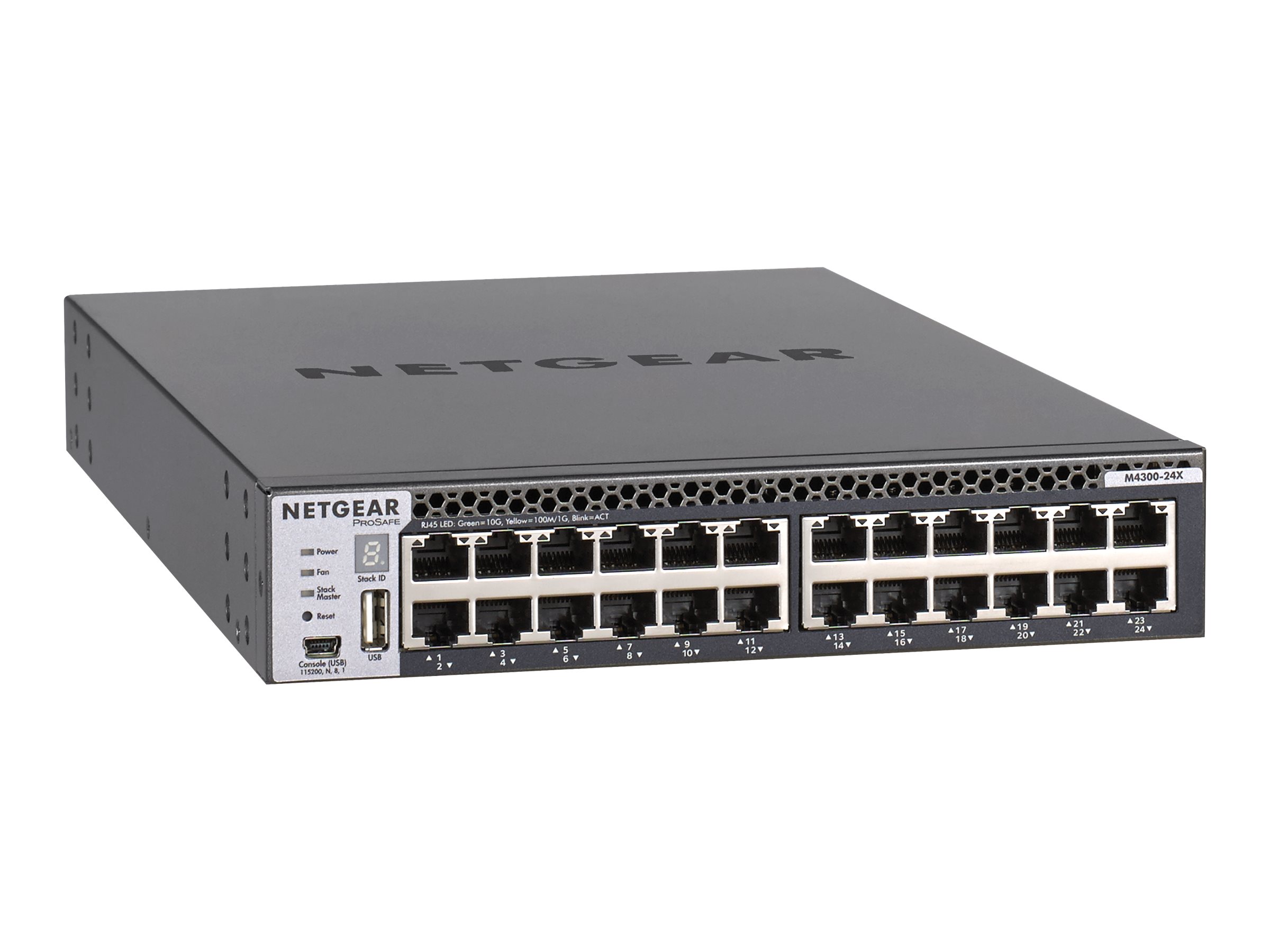 Netgear M4300-24X - Switch - L3 - managed - 24 x 10 Gigabit Ethernet + 4 x 10 Gigabit SFP+, gemeinsa - Luftstrom von vorne nach hinten - an Rack montierbar