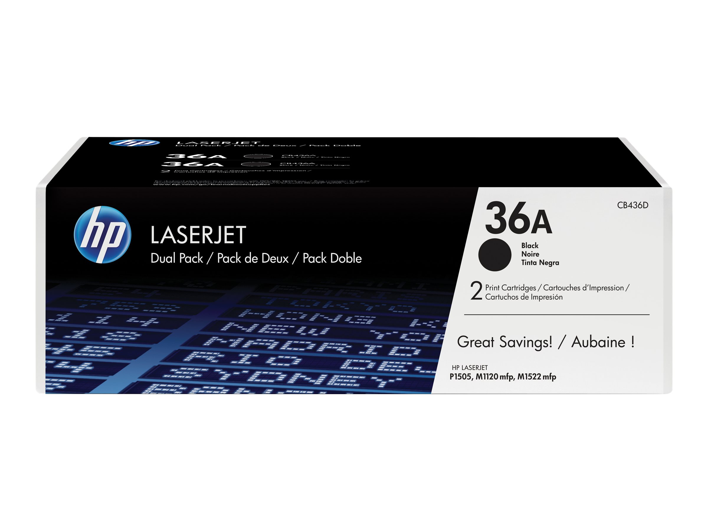 HP Toner CB436AD schwarz 2er-Pack f. HP LaserJet M1522xx/HP LaserJet P1505xx - für LaserJet P1505 - P1505n