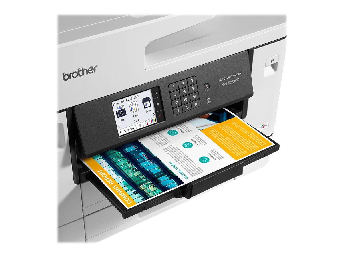 Brother MFC-J5740DW - Multifunktionsdrucker - Farbe - Tintenstrahl - A3 (Medien) - bis zu 25 Seiten/Min. (Kopieren) - bis zu 28 Seiten/Min. (Drucken) - 600 Blatt - 33.6 Kbps - USB 2.0 - LAN - Wi-Fi(n) - USB-Host