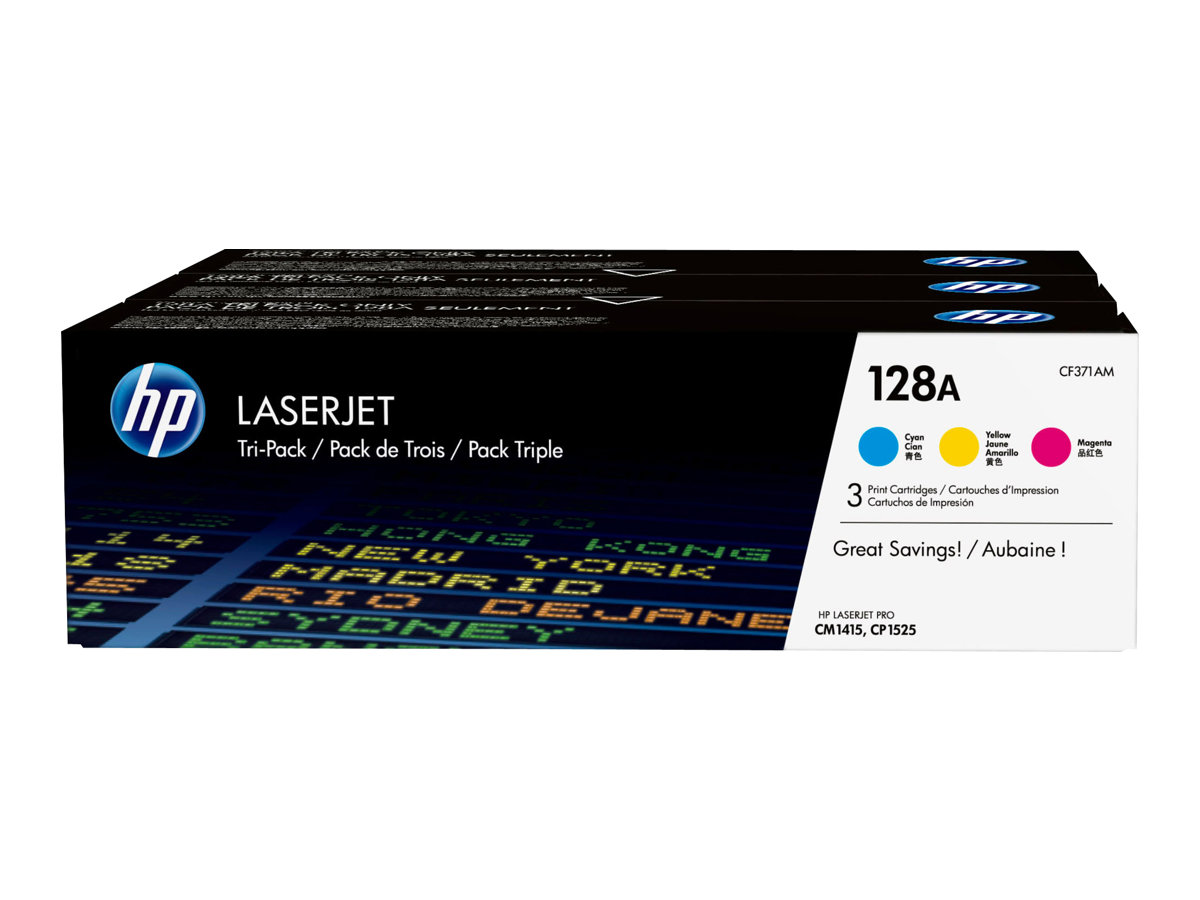 HP 128A - 3er-Pack - Gelb, Cyan, Magenta - Original - LaserJet - Tonerpatrone (CF371AM) - für Color LaserJet Pro CP1525n - CP1525nw; LaserJet Pro CM1415fn - CM1415fnw