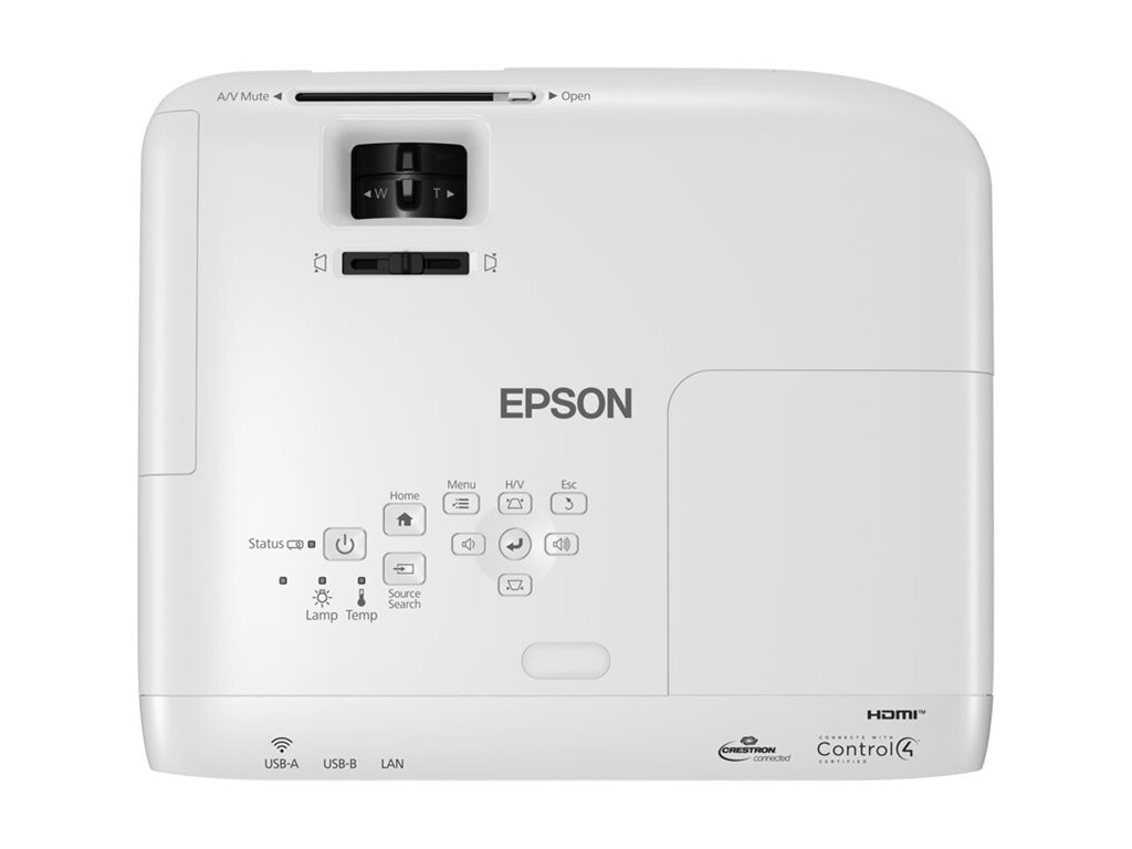 Epson EB-W49 3-LCD-Projektor tragbar 3800 lm (weiß) - 3800 lm (Farbe) - WXGA (1280 x 800) - 16:10 - LAN - weiß