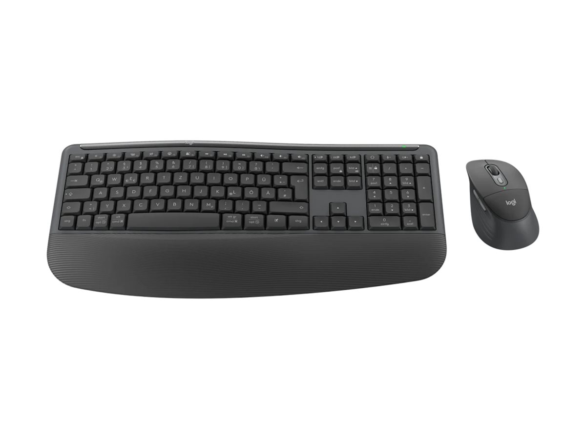 Logitech Signature Comfort Plus Combo MK880 - Business - Tastatur-und-Maus-Set - full size - mit LED-Batteriestandanzeige - kabellos - USB-C - Bluetooth LE - QWERTZ - Deutsch - Graphite