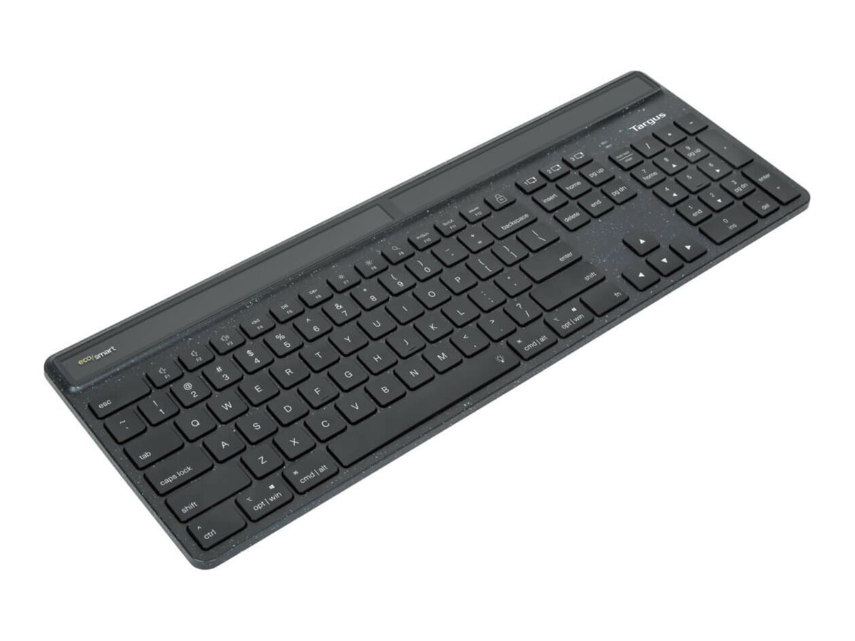 Targus EcoSmart, Tastatur, nachhaltig - antimicrobial - hintergrundbeleuchtet - kabellos - Bluetooth 5.0 - QWERTY - Deutsch - Tastenschalter: Scissor-Key - Schwarz - recycelte Verpackung