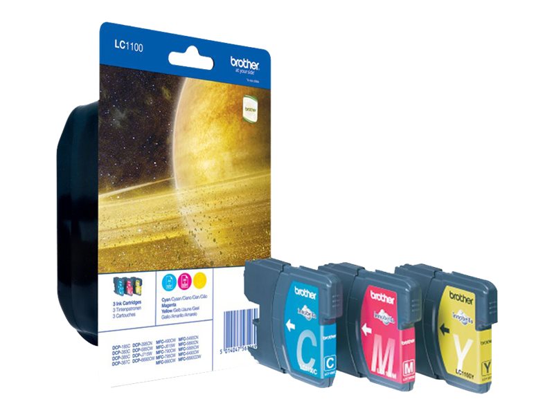 Brother LC1100 Rainbow Pack - Gelb, Cyan, Magenta - original - Blister mit Diebstahlsicherung - Tintenpatrone - für Brother DCP-385 - 6690 - MFC-490 - 5490 - 5890 - 6490 - 6890 - 790 - 990 Brother LC1100 Rainbow Pack - Gelb, Cyan, Magenta - original - Blister mit Diebstahlsicherung - Tintenpatrone - für Brother DCP-385 - 6690 - MFC-490 - 5490 - 5890 - 6490 - 6890 - 790 - 990