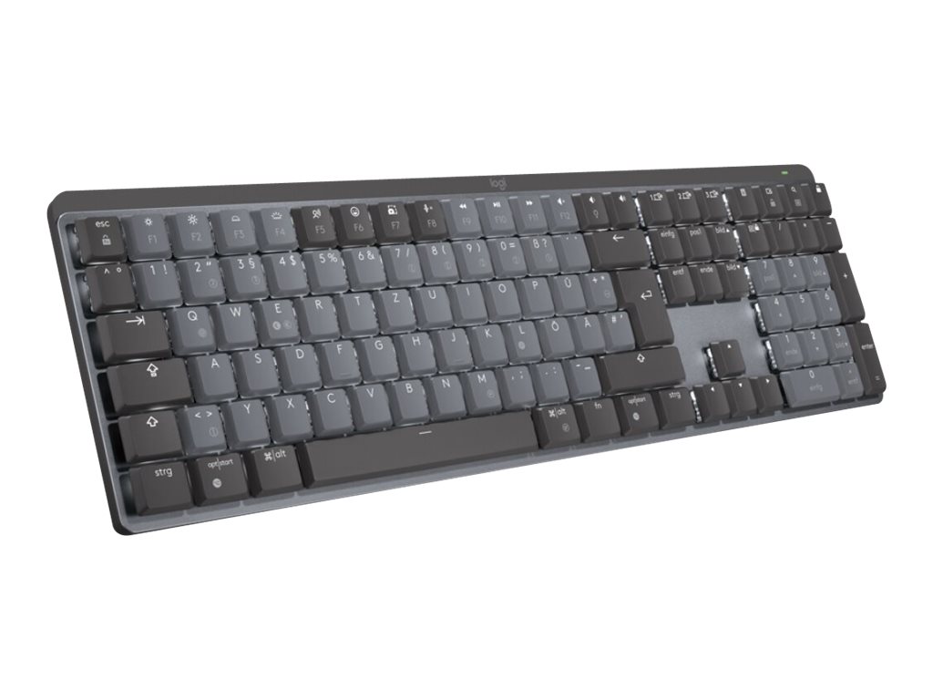 Logitech MX Mechanical, Volle Größe (100%), RFWireless + Bluetooth, Mechanischer Switch, QWERTZ, - hinterleuchtet - kabellos - Bluetooth LE - QWERTZ - Deutsch - Tastenschalter: Tactile Quiet - Graphite Logitech MX Mechanical, Volle Größe (100%), RFWireless + Bluetooth, Mechanischer Switch, QWERTZ, - hinterleuchtet - kabellos - Bluetooth LE - QWERTZ - Deutsch - Tastenschalter: Tactile Quiet - Graphite