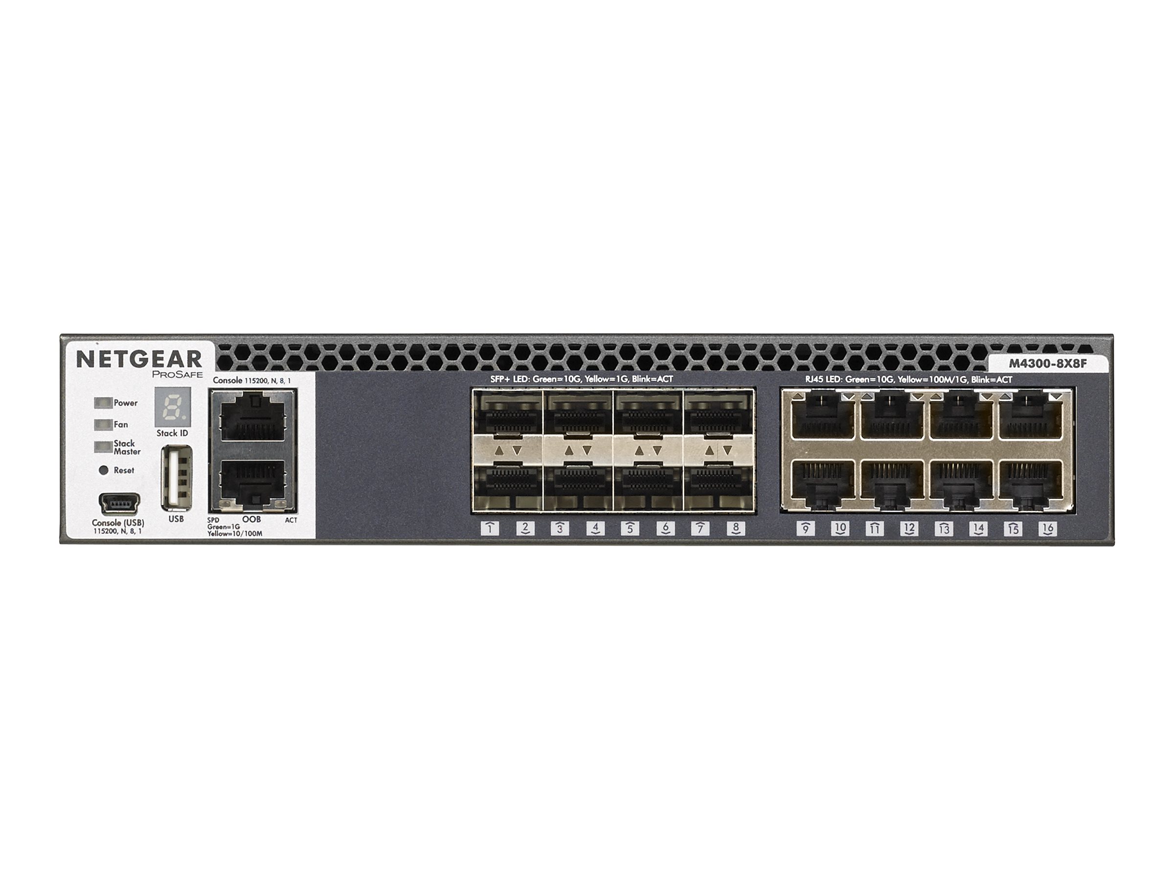 Netgear M4300-8X8F - Switch - L3 - managed - 8 x 10/100/1000/10000 + 8 x 10 Gigabit SFP+ - Luftstrom von vorne nach hinten - an Rack montierbar Netgear M4300-8X8F - Switch - L3 - managed - 8 x 10/100/1000/10000 + 8 x 10 Gigabit SFP+ - Luftstrom von vorne nach hinten - an Rack montierbar