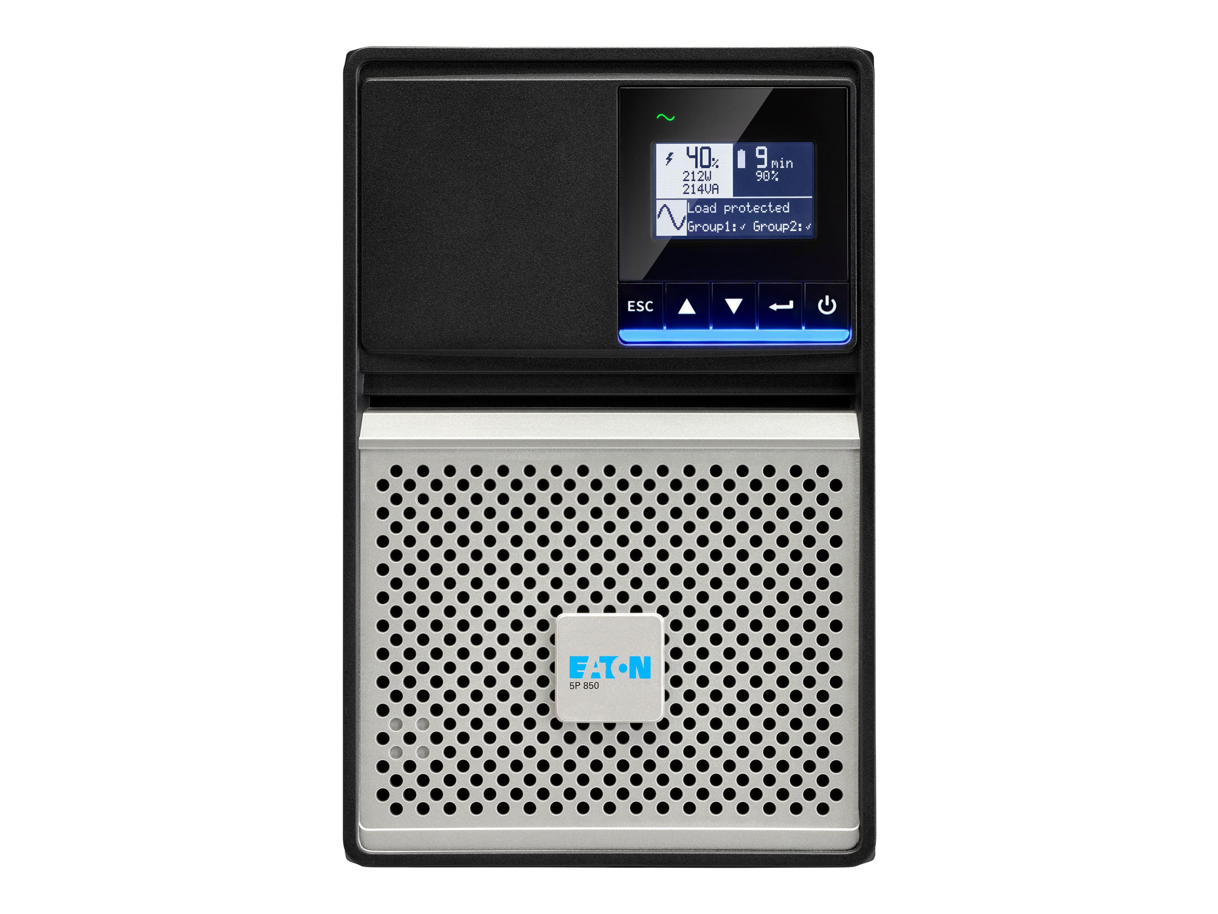 Eaton 5P 850i - Gen 2 - USV - Tower - Wechselstrom - 680 Watt - 850 VA - 1-phasig - 7 Ah - RS-232 - USB - Ausgangsanschlüsse: 6 - Schwarz/Silber