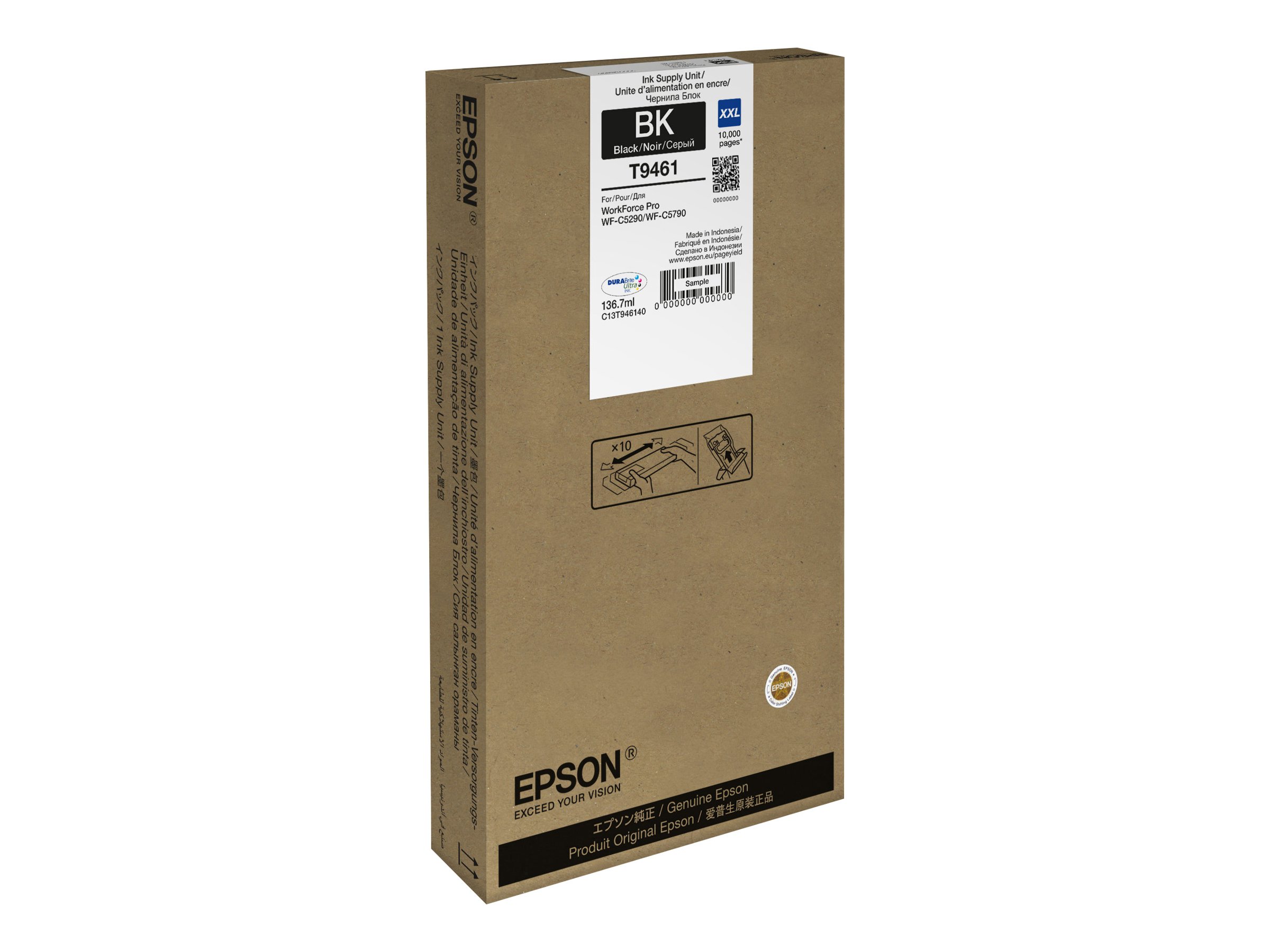 Epson T9461 - 136.7 ml - Größe XXL - Schwarz - original - Tintenpatrone - für WorkForce Pro WF-C5290DW - WF-C5790DWF Epson T9461 - 136.7 ml - Größe XXL - Schwarz - original - Tintenpatrone - für WorkForce Pro WF-C5290DW - WF-C5790DWF