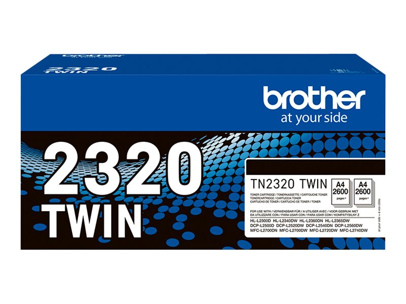 Brother TN2320 TWIN - 2er-Pack - Hohe Ergiebigkeit - Schwarz - original - Tonerpatrone - für Brother DCP-L2500 - L2520 - L2560 - HL-L2300 - L2340 - L2360 - L2365 - MFC-L2700 - L2720 - L2740