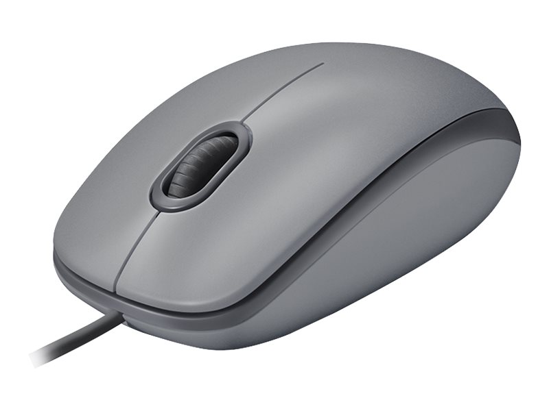 Logitech M110 Silent Maus beidhändig - optisch - 3 Tasten - kabelgebunden - USB - Mid Gray
