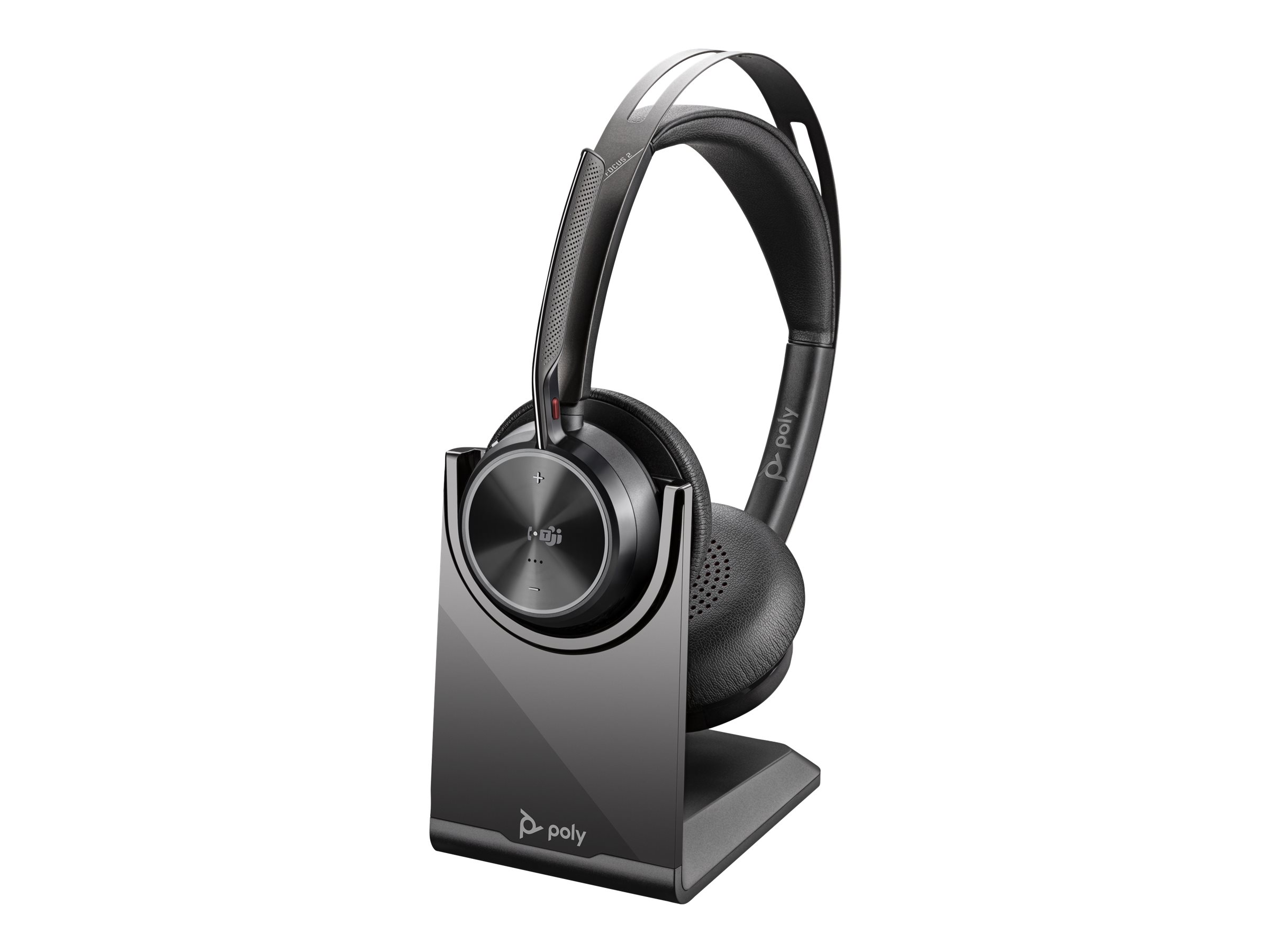 HP Poly Voyager Focus 2 Headset On-Ear Bluetooth USB-C ANC Ladestation - Bluetooth - kabellos - aktive Rauschunterdrückung - USB-C über Bluetooth-Adapter - USB-A über Bluetooth-Adapter - Schwarz - mit Ladestation - Zoom-zertifiziert - Zertifiziert für Mi…