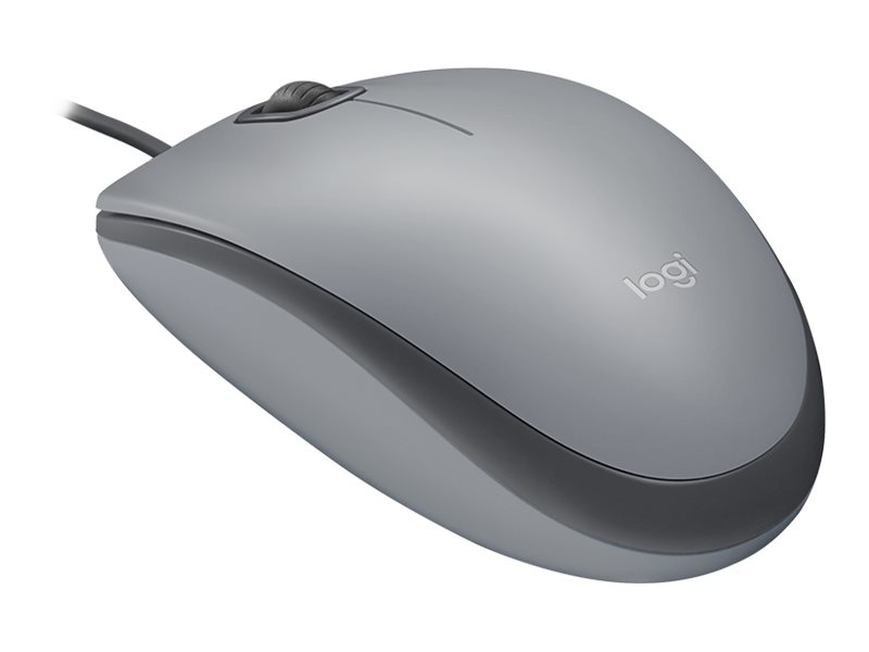Logitech M110 Silent Maus beidhändig - optisch - 3 Tasten - kabelgebunden - USB - Mid Gray