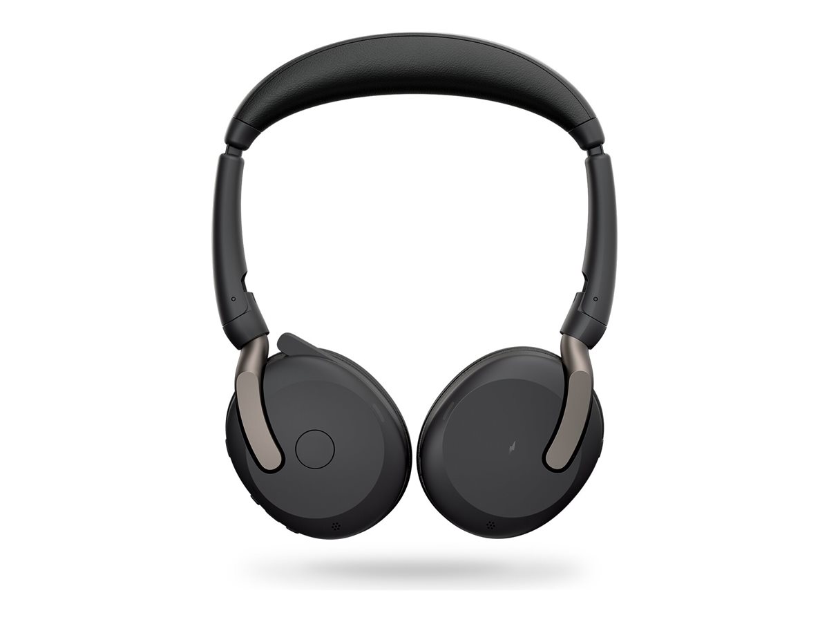 Jabra Evolve2 65 Flex UC Stereo - Headset - On-Ear - Bluetooth - kabellos - aktive Rauschunterdrückung - USB-C - Schwarz - optimiert für UC
