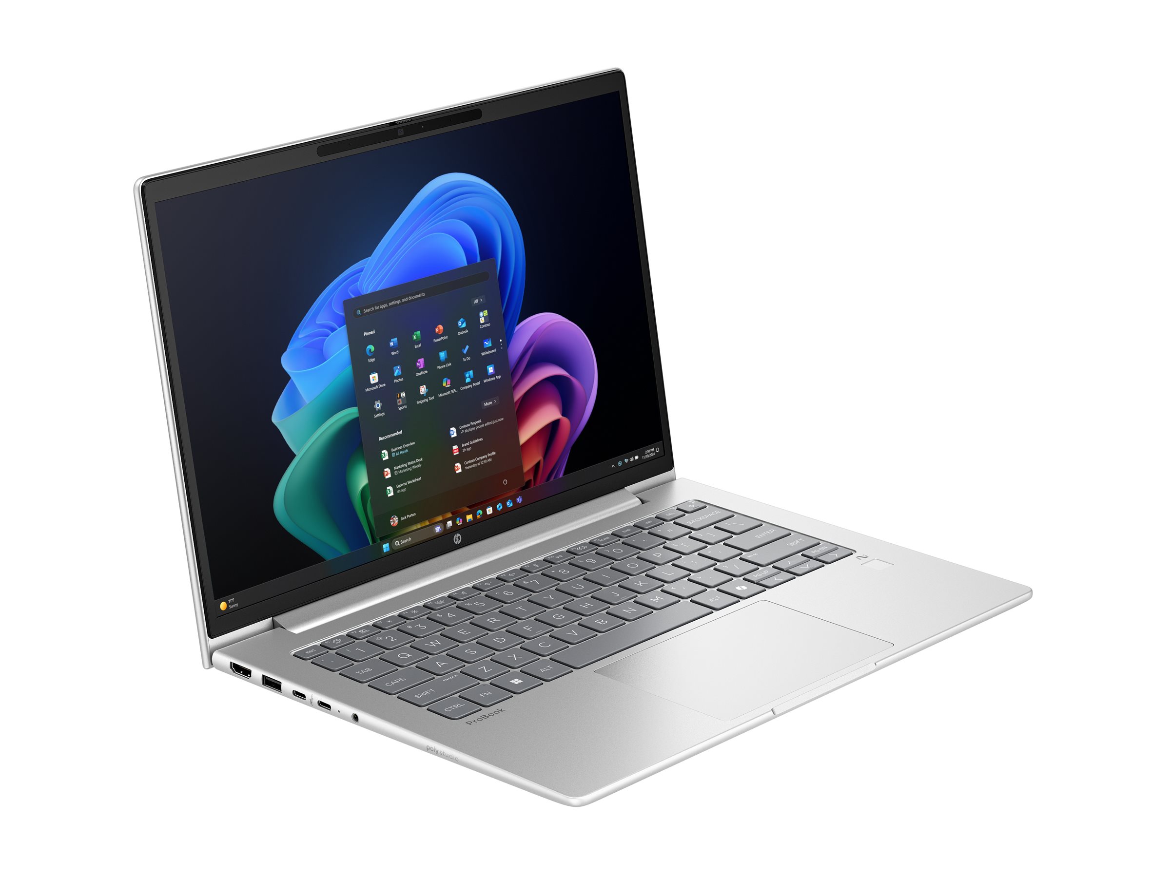 HP ProBook 4 G1i Notebook Next Gen AI - 177-Grad - IPS 1920 x 1200 - Wi-Fi 7 - Bluetooth - Schnellaluminium in Silber - kbd: Intl Englisch