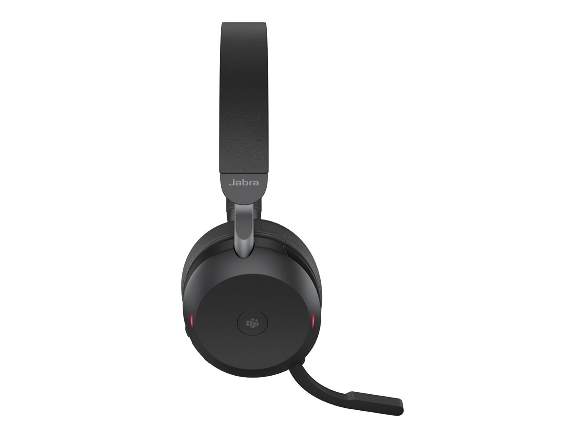 Jabra Evolve2 75 - Headset - On-Ear - Bluetooth - kabellos - aktive Rauschunterdrückung - USB-A - Geräuschisolierung - Schwarz - mit Ladestation - Zertifiziert für Microsoft Teams