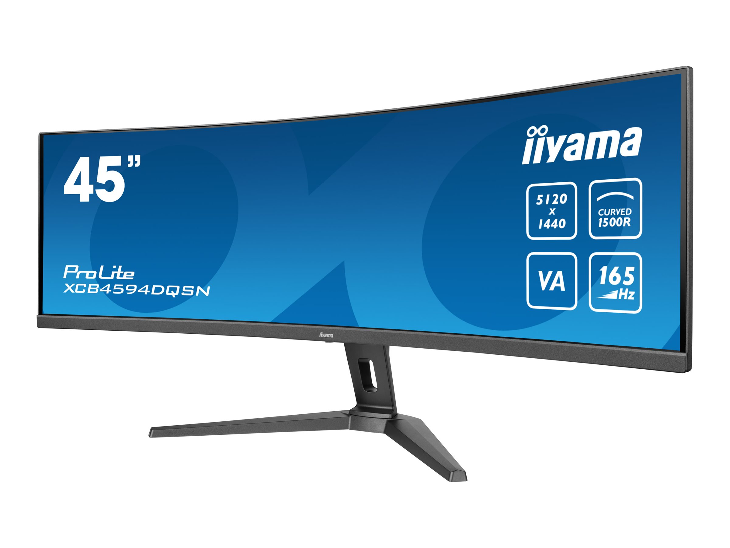 Iiyama ProLite XCB4594DQSN-B1 - LED-Monitor - - (44.5" sichtbar) - 5120 x 1440 Dual Quad HD @ 165 Hz - VA - 450 cd/m² - 3000:1 - 0.8 ms - 2xHDMI - DisplayPort - USB-C - Lautsprecher - Schwarz - Matte