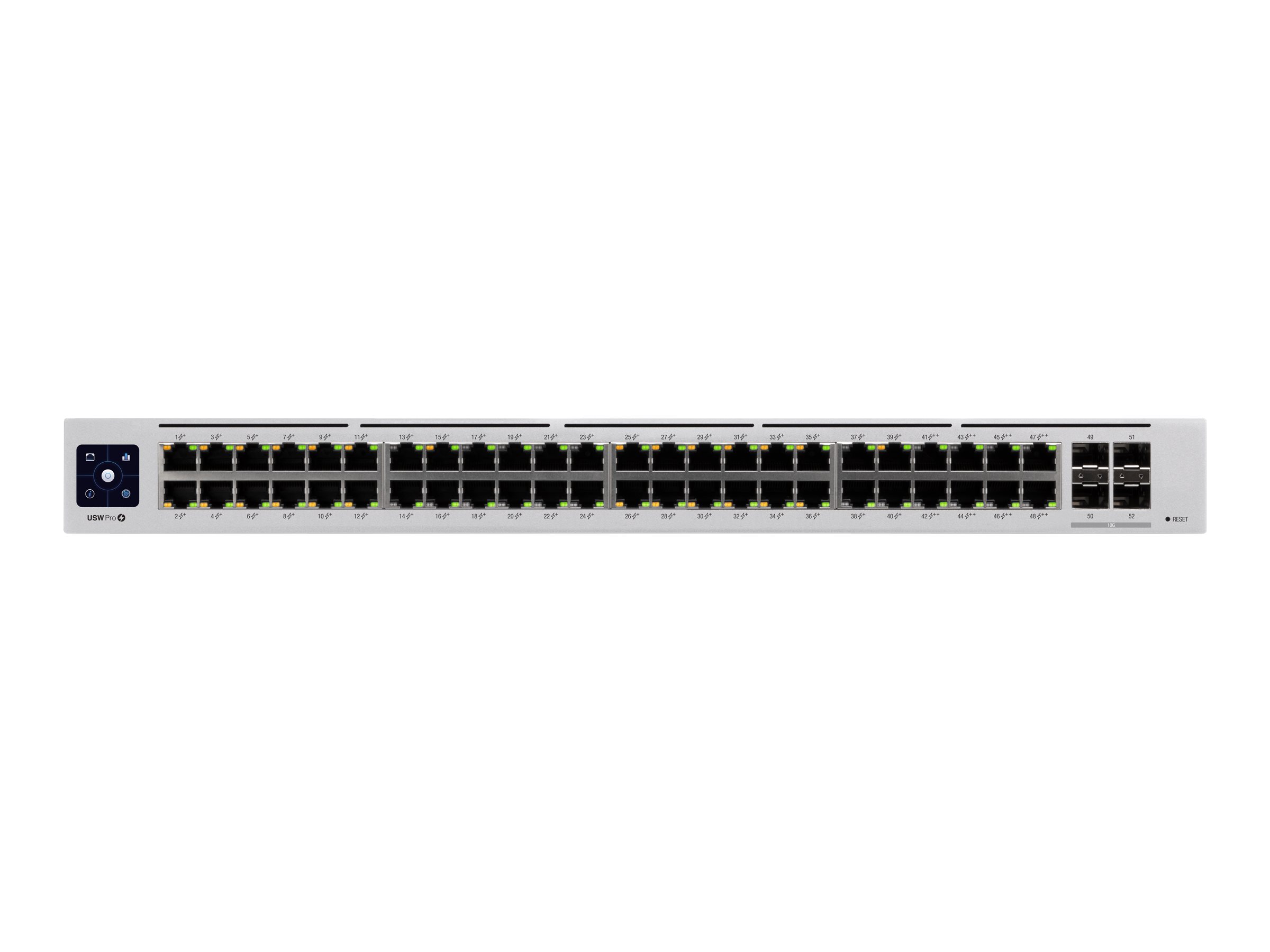 Ubiquiti UniFi Switch USW-PRO-48-POE - Switch - managed - 48 x 10/100/1000 (40 PoE+, 8 PoE++) - + 4 x 10Gb Ethernet SFP+ - an Rack montierbar - PoE++ (600 W) - AC 120/230 V / DC 11,5/52 V Ubiquiti UniFi Switch USW-PRO-48-POE - Switch - managed - 48 x 10/100/1000 (40 PoE+, 8 PoE++) - + 4 x 10Gb Ethernet SFP+ - an Rack montierbar - PoE++ (600 W) - AC 120/230 V / DC 11,5/52 V