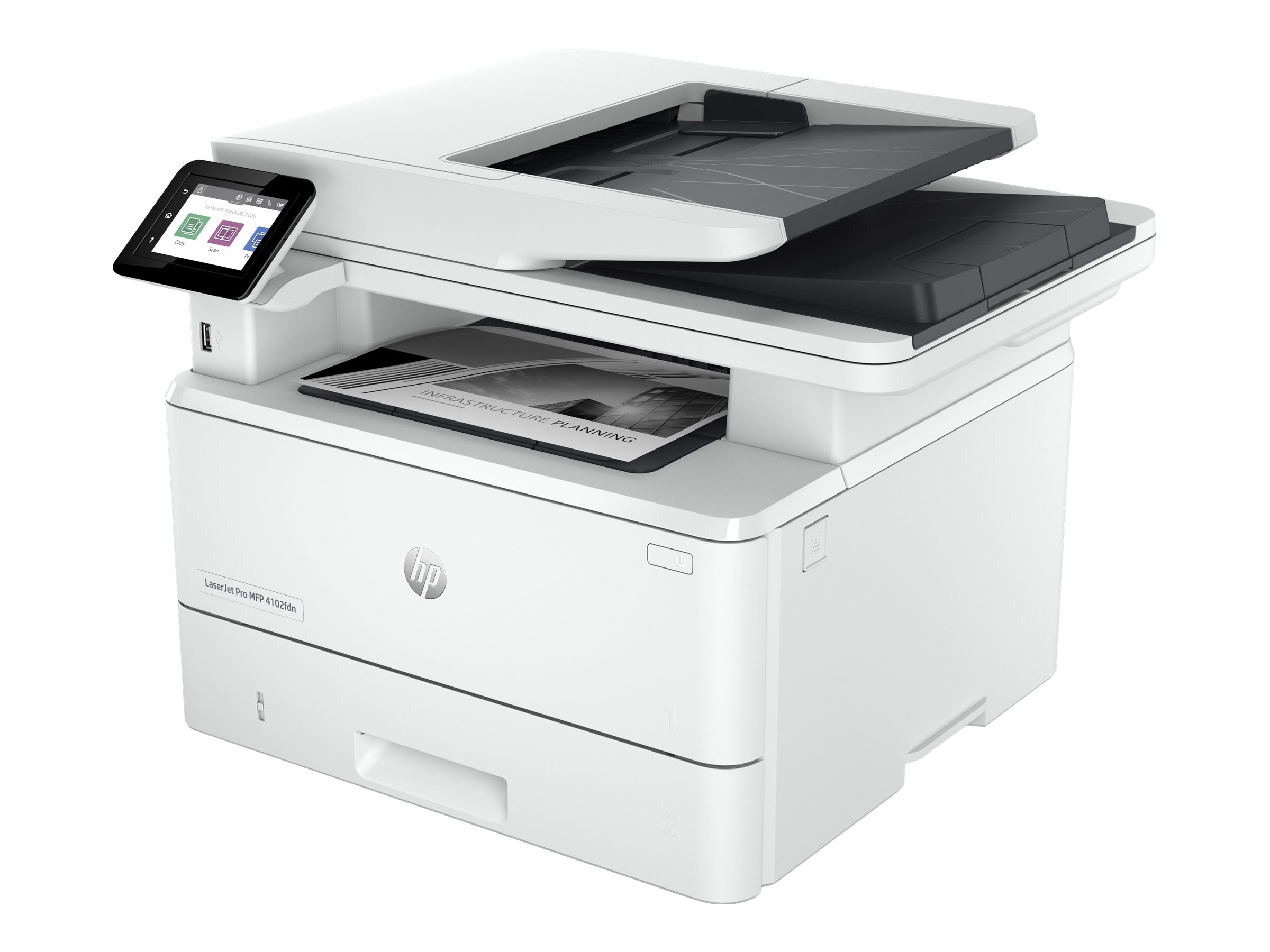 HP LaserJet Pro MFP 4102fdn - - (Original) - A4/Legal (Medien) - bis zu 38 Seiten/Min. (Kopieren) - bis zu 40 Seiten/Min. (Drucken) - 350 Blatt - 33.6 Kbps - Gigabit LAN - USB - USB-Host - USB 2.0