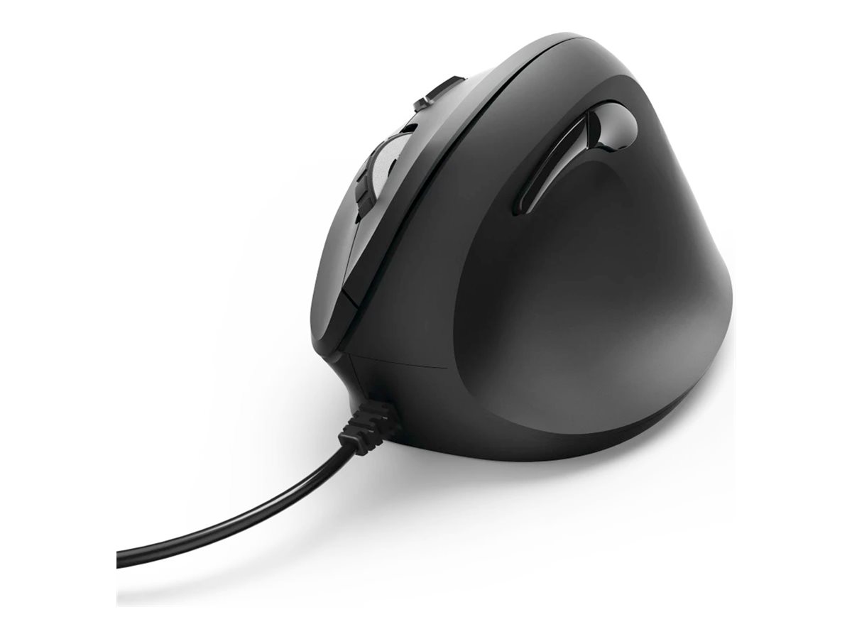 Hama Vertical Ergonomic - Vertikale Maus - - Für Rechtshänder - optisch - 6 Tasten - kabelgebunden - USB - Schwarz
