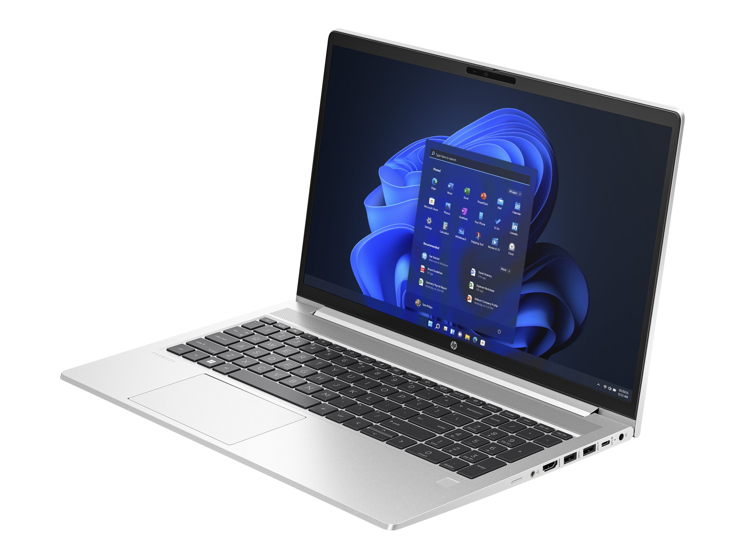 HP ProBook 455 G10 Notebook - 180°-Scharnierdesign - IPS 1920 x 1080 (Full HD) - Wi-Fi 6E - Bluetooth - Pike Silver Aluminium - kbd: Deutsch - mit HP Wolf Pro Security Edition (1 Jahr)