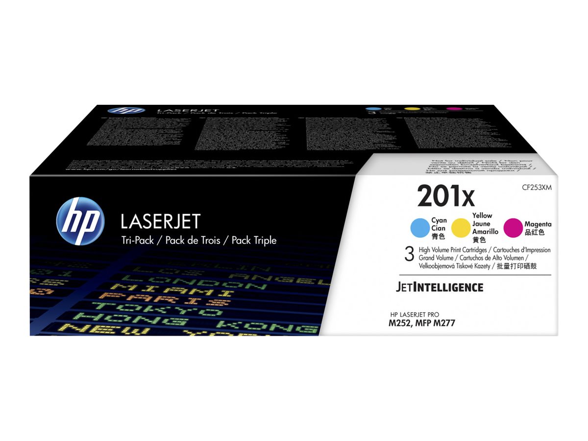 HP 201X - 3er-Pack - Hohe Ergiebigkeit - Gelb, Cyan, Magenta - Original - LaserJet - Tonerpatrone (C - für Color LaserJet Pro M252dw - M252n - MFP M274n - MFP M277c6 - MFP M277dw - MFP M277n