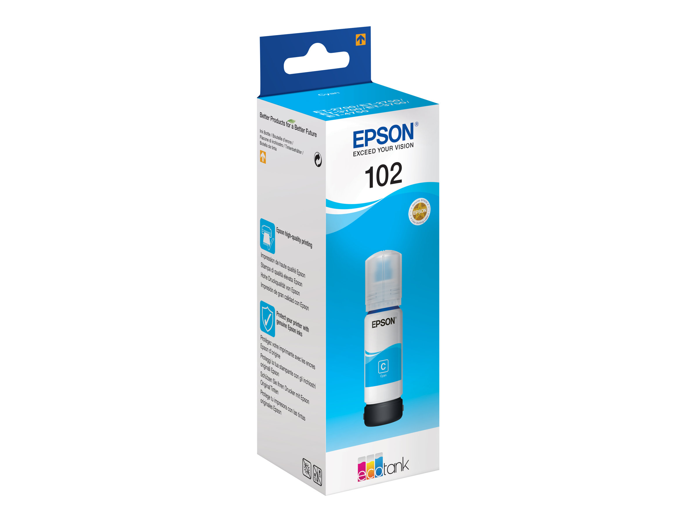 Epson EcoTank 102 - 70 ml - Cyan - original - - für EcoTank ET-15000 - 2750 - 2751 - 2756 - 2850 - 2851 - 2856 - 2955 - 3850 - 4750 - 4850 - 4856 - 4951