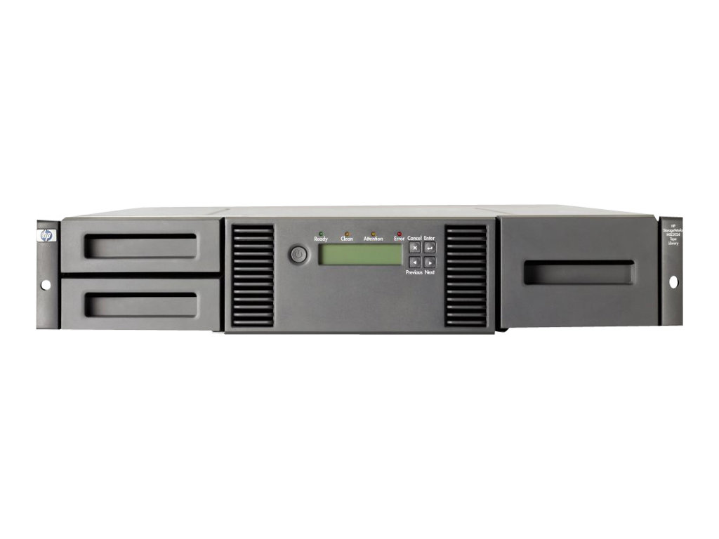 HP StorageWorks MSL2024-0x Tape Library LTO-Ultrium 38,4TB FibreChannel SCSI SAS - max. Anzahl von Laufwerken: 2 - Rack - einbaufähig - 2U - Barcode-Leser - für ProLiant DL120 G7 - DL120 G7 Base - DL120 G7 Entry - DL120 G7 Performance