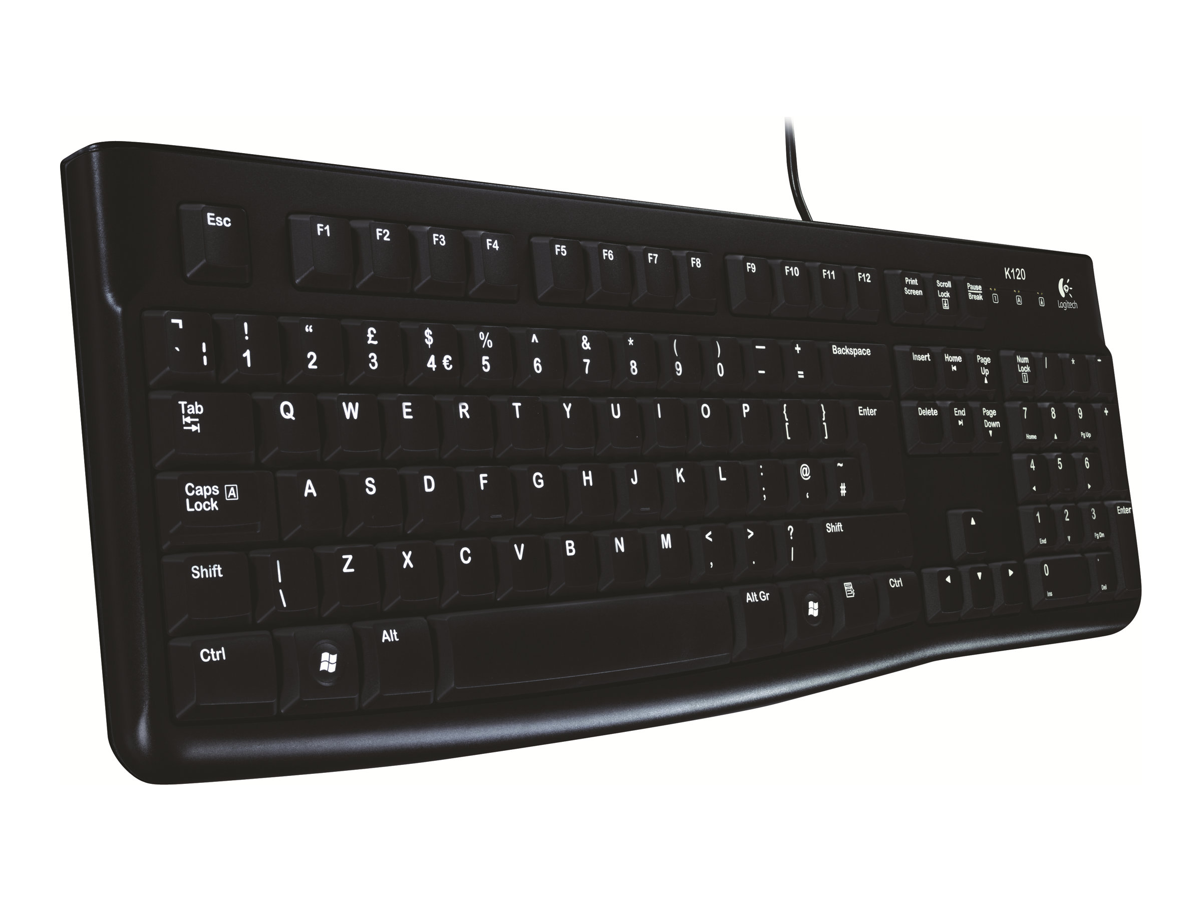 Tastatur K120 USB - Tastatur - 105 Tasten - QWERTZ - USB - Handballenauflage - Schwarz - Deutschland - CE - CUL - FCC