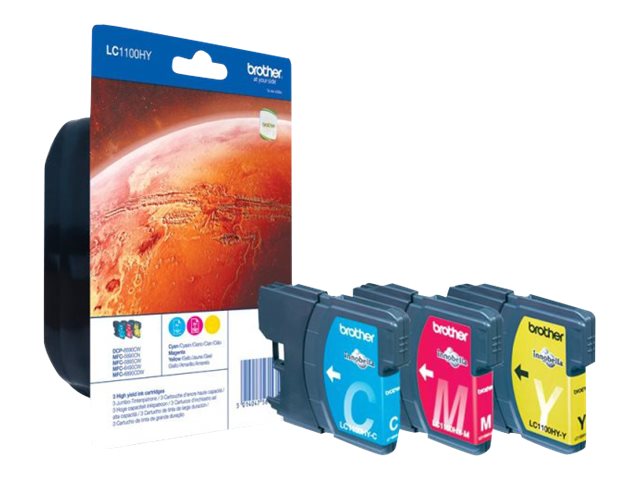 Brother LC1100HY Rainbow Pack - Hohe Ergiebigkeit - Gelb - Cyan - Magenta - Original - Blister mit akustischem/elektromagnetischem Alarm - Tintenpatrone - für Brother DCP-6690CW - MFC-5890CN - MFC-5895CW - MFC-6490CW - MFC-6890CDW