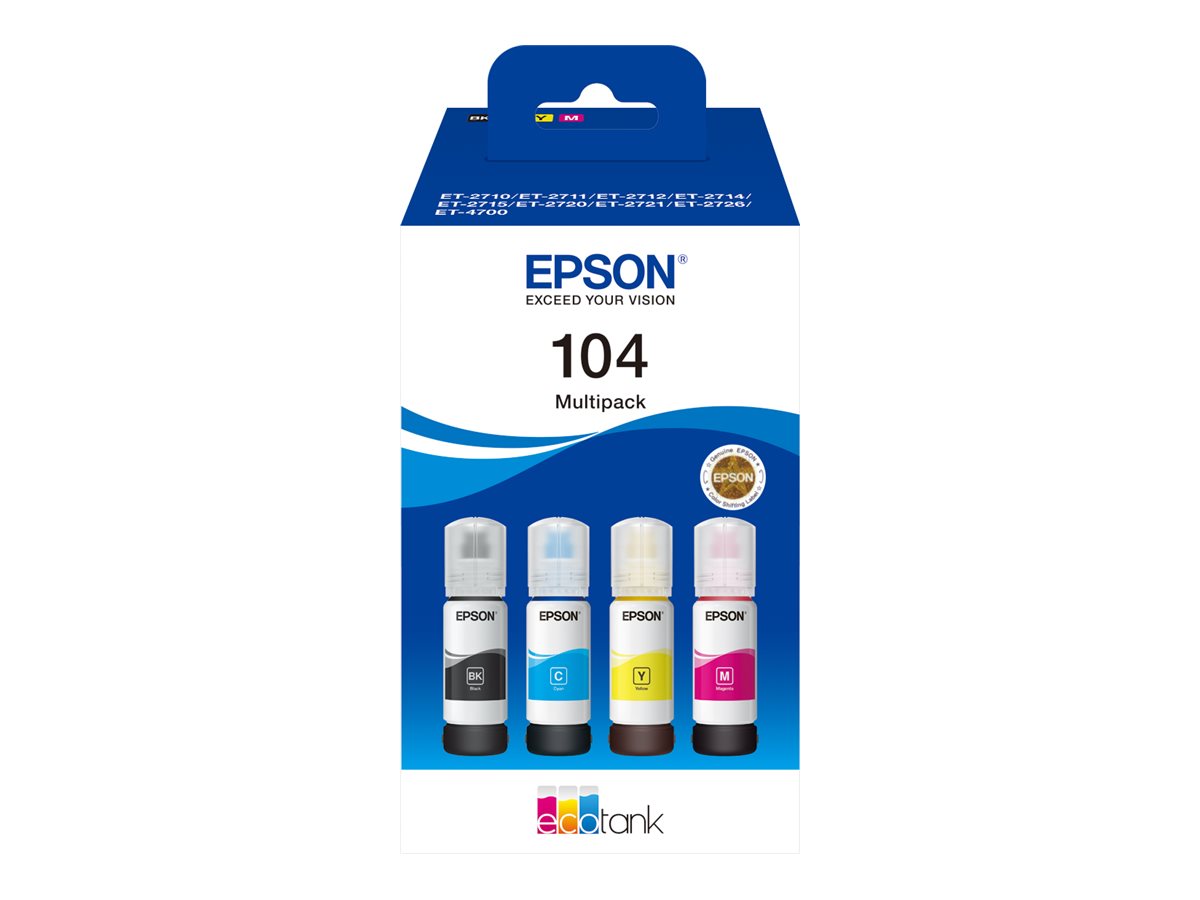 Epson EcoTank 104 - 4er-Pack - Schwarz, Gelb, - original - Nachfülltinte Epson EcoTank 104 - 4er-Pack - Schwarz, Gelb, - original - Nachfülltinte