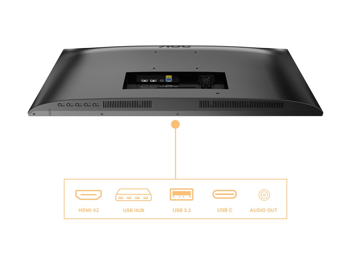 AOC Basic-line U27B3CF - B3 Series - LED-Monitor - - 3840 x 2160 4K UHD (2160p) @ 60 Hz - IPS - 350 cd/m² - 1000:1 - HDR10 - 4 ms - HDMI - USB-C - Lautsprecher - Schwarz