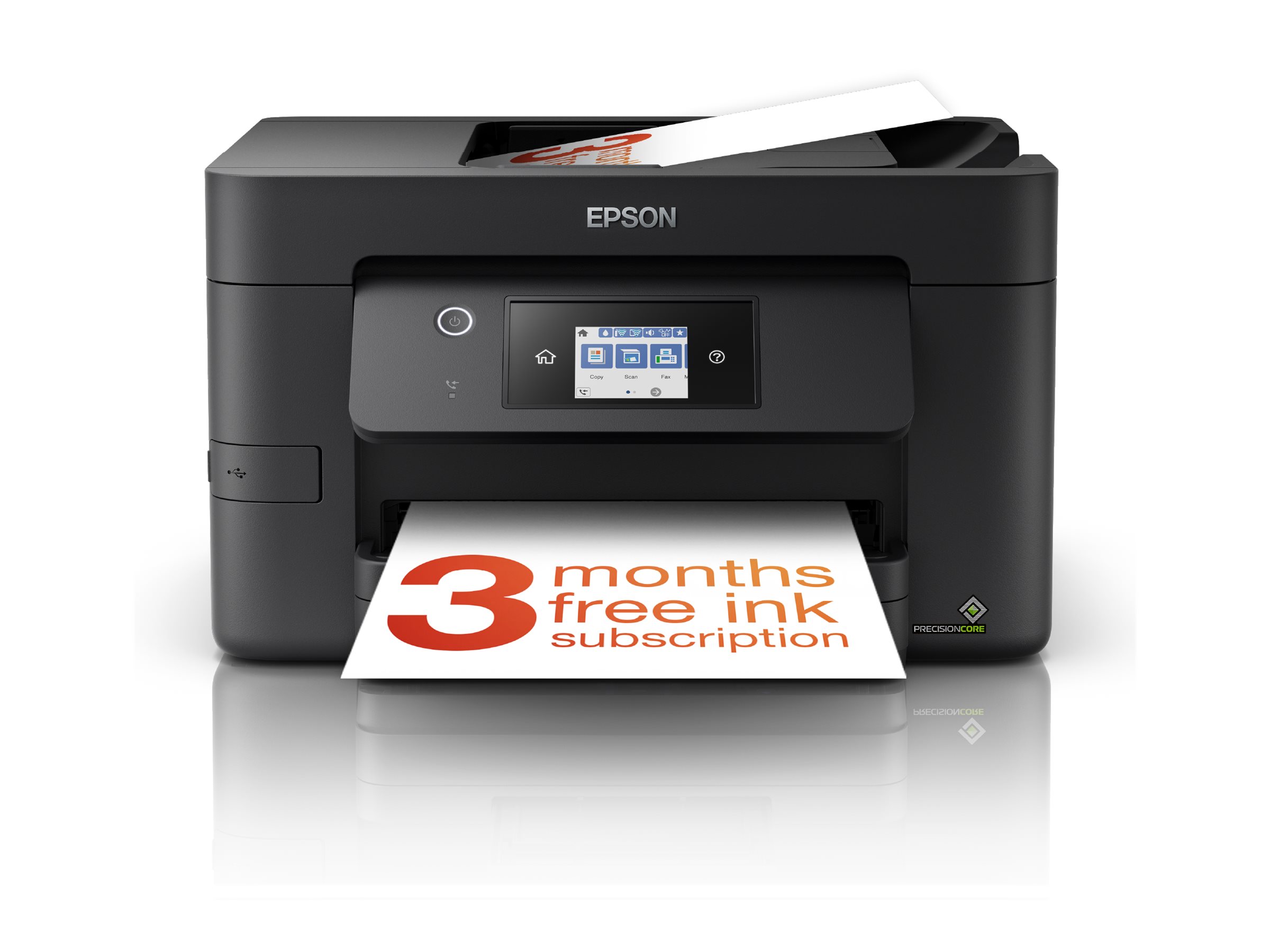 Epson WorkForce Pro WF-3820DWF - Multifunktionsdrucker - Farbe - Tintenstrahl - A4/Legal (Medien) - bis zu 21 Seiten/Min. (Drucken) - 250 Blatt - 33.6 Kbps - USB 2.0 - LAN - Wi-Fi(n) - USB-Host