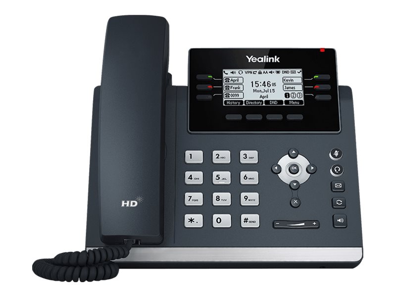 Yealink SIP-T42U VoIP-Telefon mit Rufnummernanzeige grau - fünfwegig Anruffunktion - SIP - SIP v2 - SRTP - 12 Leitungen - Classic Gray