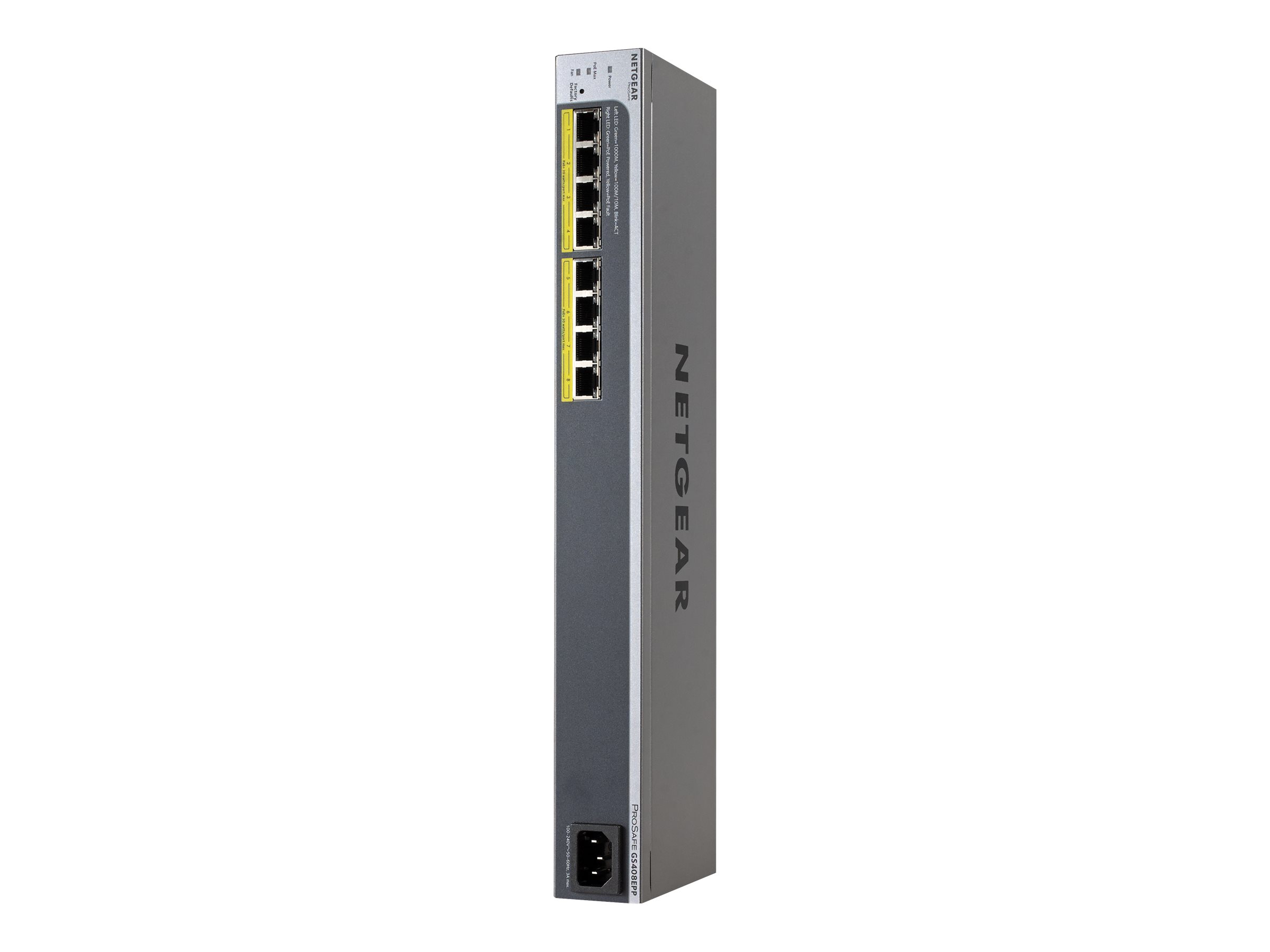 Netgear Plus GS408EPP - Switch - managed - 8 x - Desktop - an Rack montierbar - wandmontierbar - Stangenmontage - PoE+ (124 W)