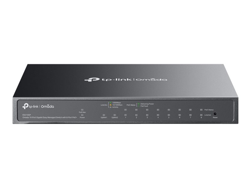 TP-Link Omada ES210GP V1 - Switch - managed - 8 x - + 1 x 10/100/1000 + 1 x Combo Gigabit SFP/RJ-45 (Uplink) - Desktop - wandmontierbar - PoE+ (123 W) TP-Link Omada ES210GP V1 - Switch - managed - 8 x - + 1 x 10/100/1000 + 1 x Combo Gigabit SFP/RJ-45 (Uplink) - Desktop - wandmontierbar - PoE+ (123 W)