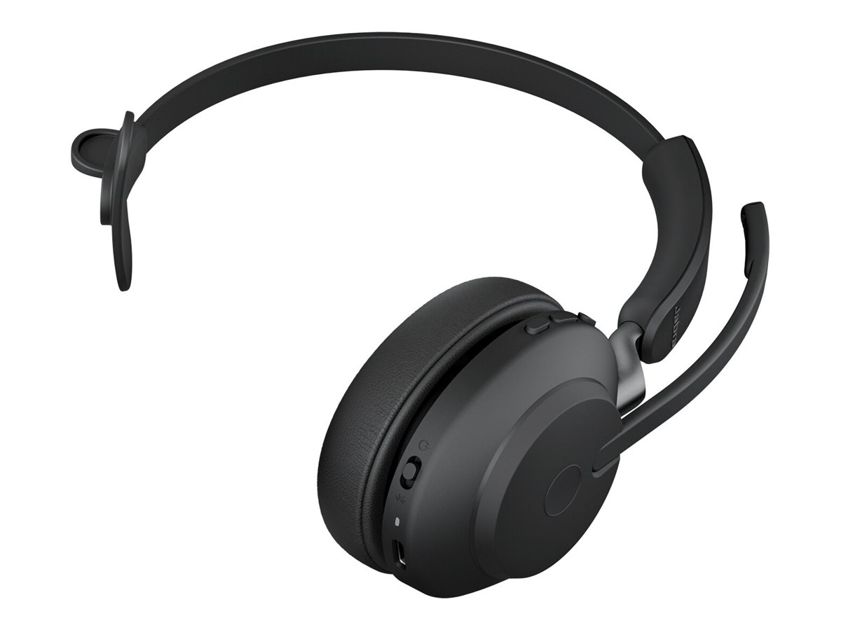 Jabra Evolve2 65 UC Mono - Headset - On-Ear - Bluetooth - kabellos - USB-A - Geräuschisolierung - Schwarz - mit Ladestation