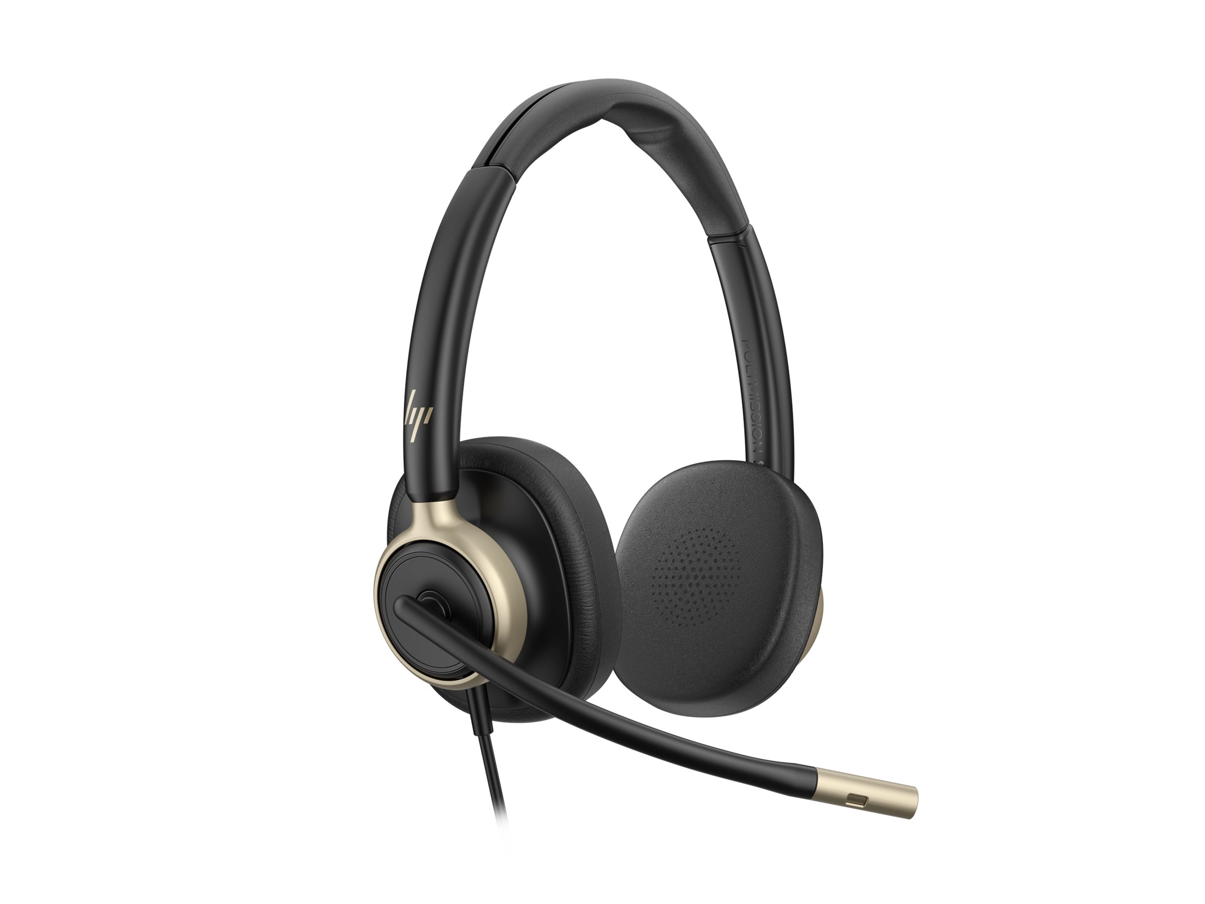 HP Poly Mission 825 - Mission 800 Series - Headset - On-Ear - kabelgebunden - aktive Rauschunterdrückung - USB-A - USB-C - Schwarz - Zertifiziert für Microsoft Teams - Works With Chromebook Certified - Zoom-zertifiziert - Google Meet-zertifiziert