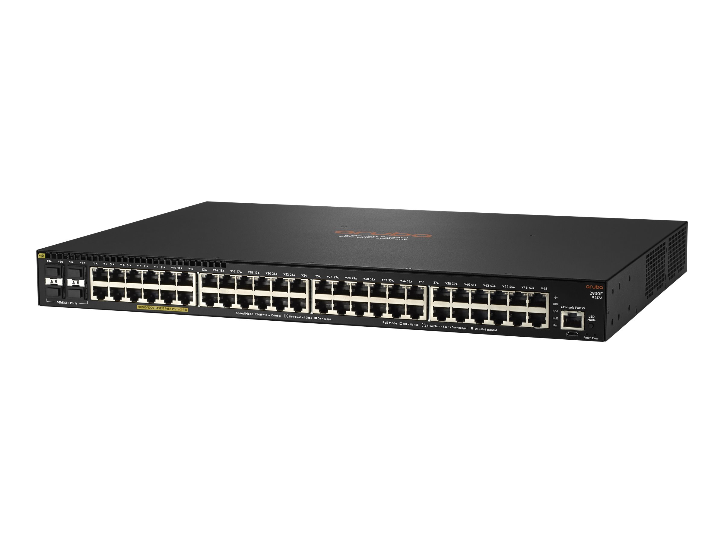 HPE Aruba 2930F 48G PoE+ 4SFP - Switch - L3 - managed - 48 x 10/100/1000 (PoE+) - + 4 x Gigabit SFP (Uplink) - an Rack montierbar - PoE+ (740 W)