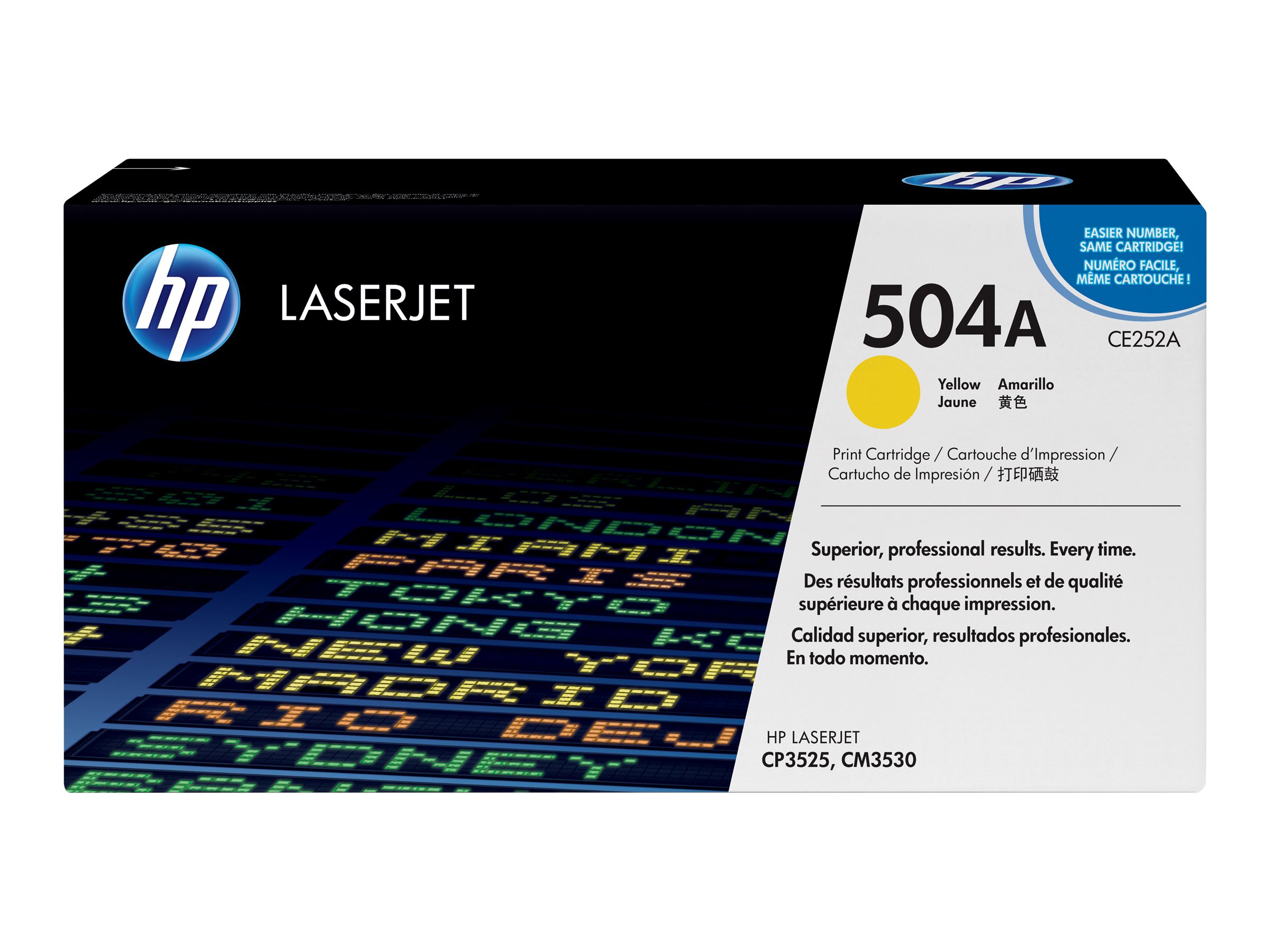 HP 504A - Gelb - Original - LaserJet - Tonerpatrone (CE252A) - für Color LaserJet CM3530 MFP - CM3530fs MFP - CP3525 - CP3525dn - CP3525n - CP3525x
