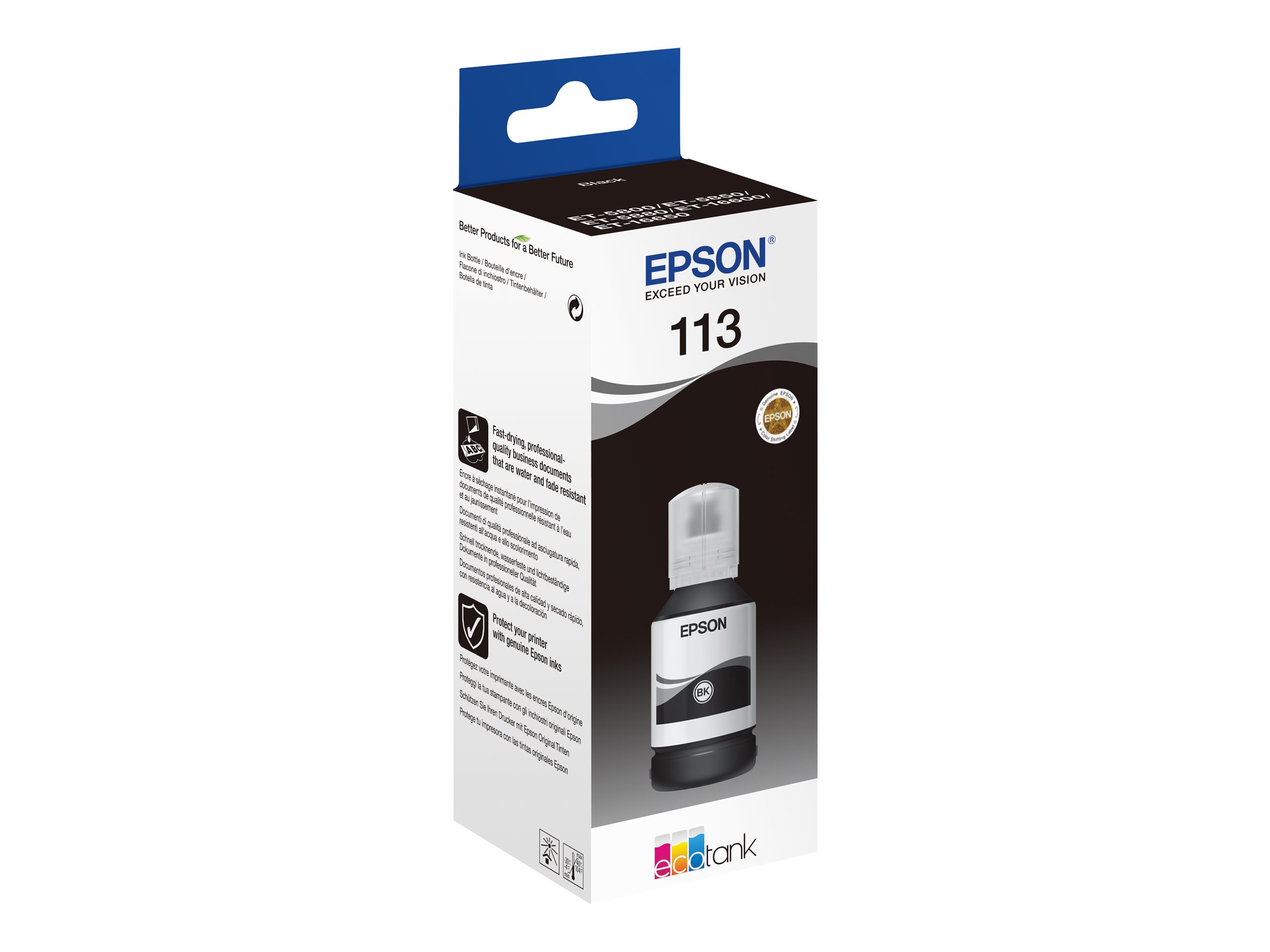 Epson EcoTank 113 127ml schwarz Nachfülltinte - Nachfülltinte - für EcoTank ET-16150 - 5150 - 5170 - 5880 - M16600; EcoTank Pro ET-16680 - 5150 - 5170 - M16680 Epson EcoTank 113 127ml schwarz Nachfülltinte - Nachfülltinte - für EcoTank ET-16150 - 5150 - 5170 - 5880 - M16600; EcoTank Pro ET-16680 - 5150 - 5170 - M16680