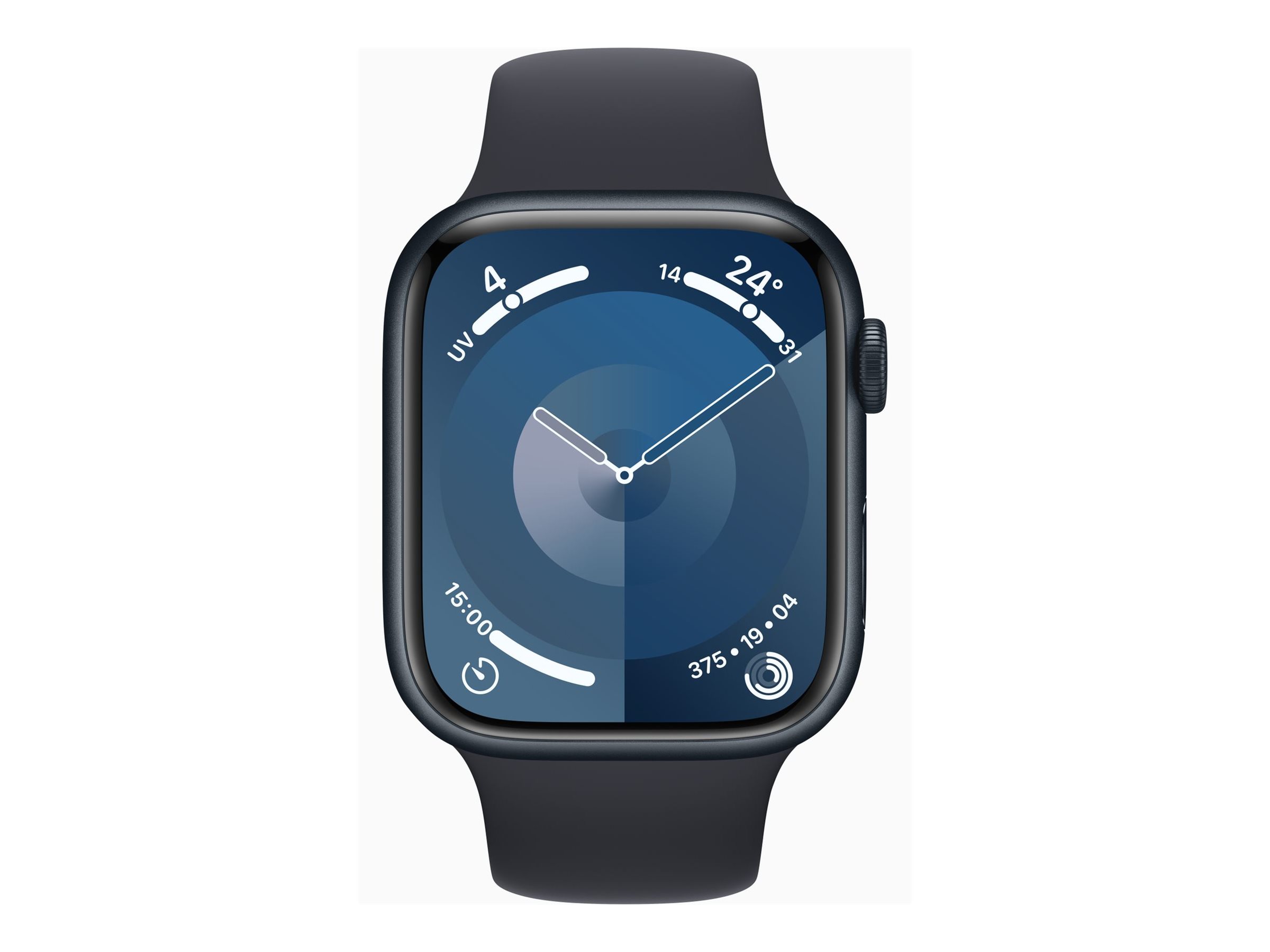 Apple Watch Series 9 (GPS + Cellular) - 45 mm - Midnight Aluminium - intelligente Uhr mit Sportband - Flouroelastomer - Midnight - Bandgröße: M/L - 64 GB - Wi-Fi - Bluetooth - UWB - LTE - 4G - 39 g